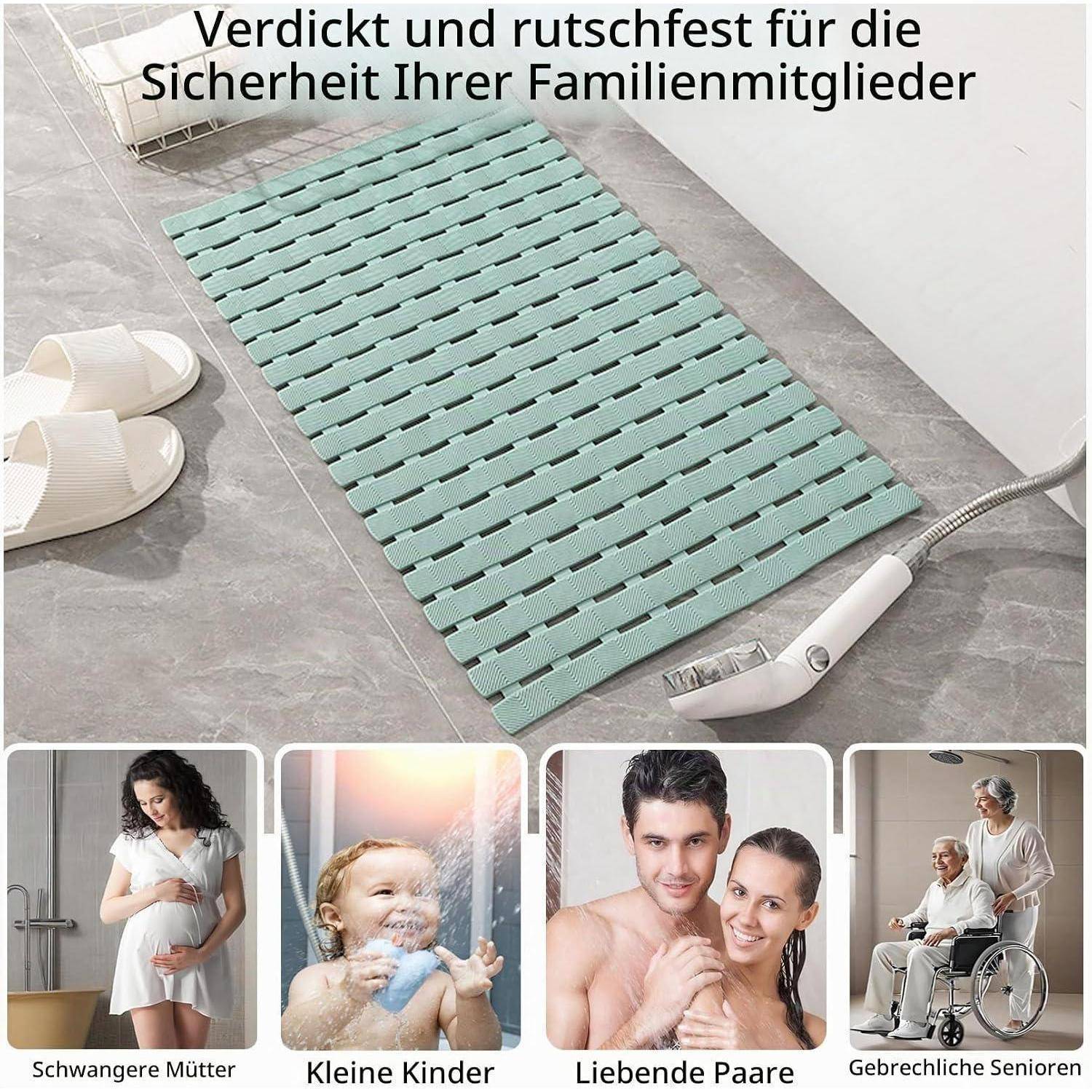easyBee Duschmatte 70x40cm Grün BPA-frei Latexfrei Schimmelresistent