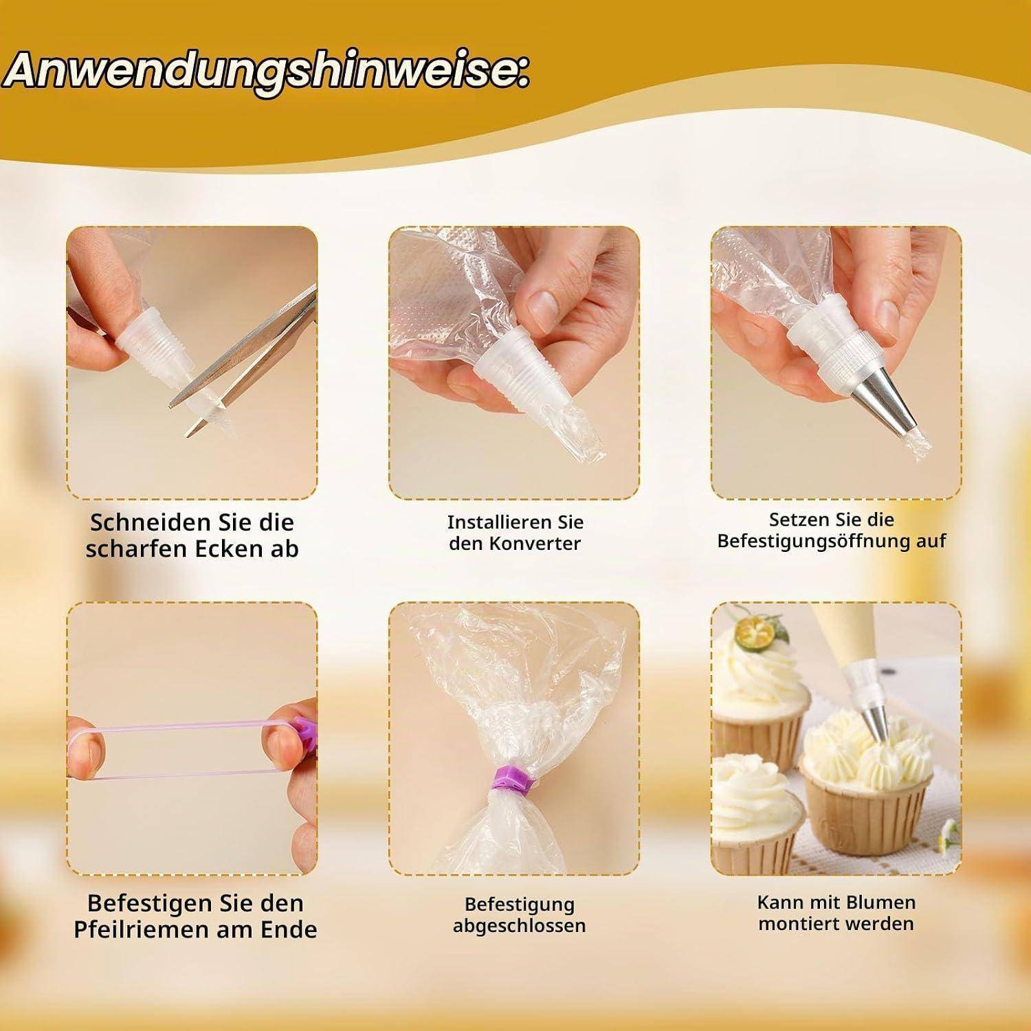 100 Stück Spritzbeutel Einweg, zuschneidbar, lebensmittelecht