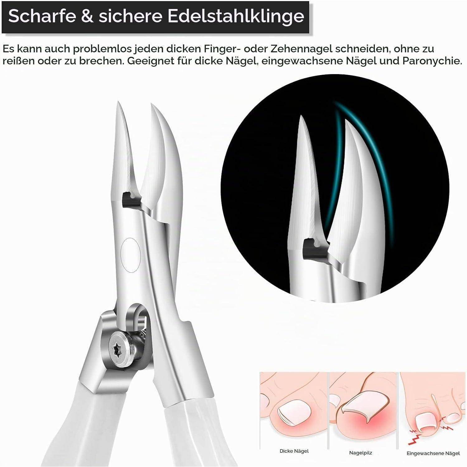 Zehennagel Trimmer Edelstahl mit rutschfestem Griff Weiß