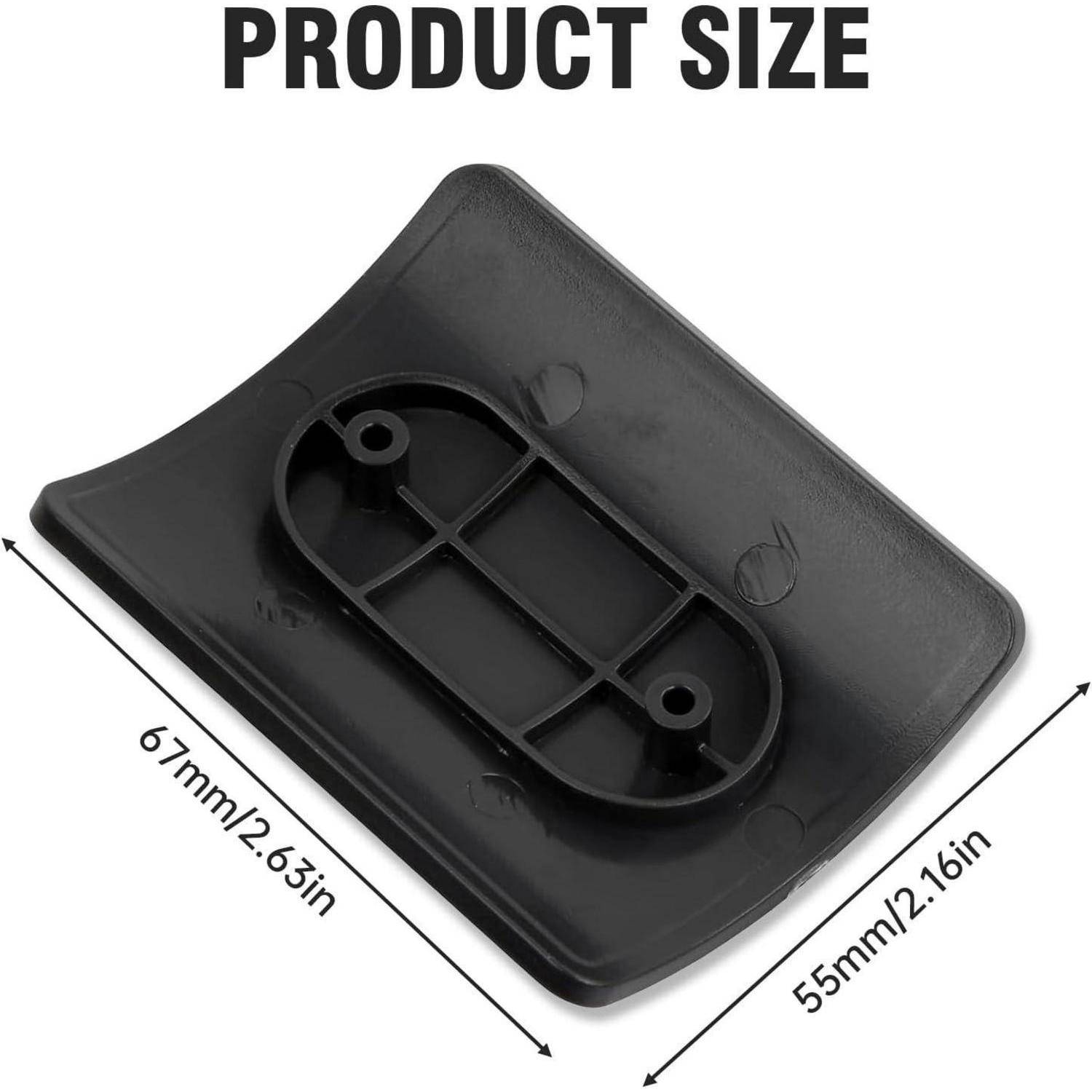 Größendiagramm eines schwarzen rechteckigen Kunststoffteils, mit einer Größe von 67 mm x 55 mm (2,63 Zoll x 2,16 Zoll).