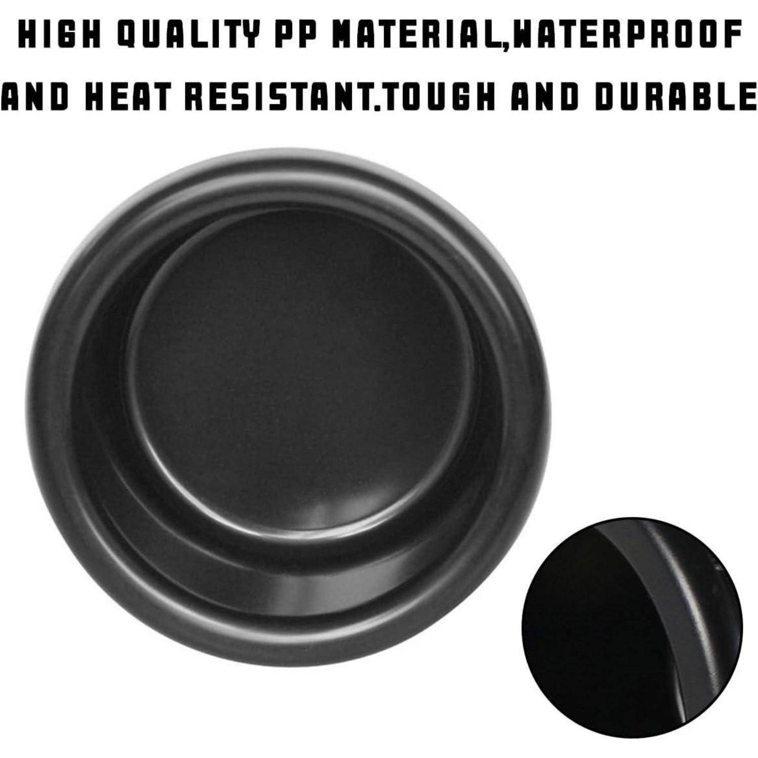 Schwarze runde PP-Schale mit erhöhtem Rand, beschriftet mit „HOCHWERTIGES PP-MATERIAL