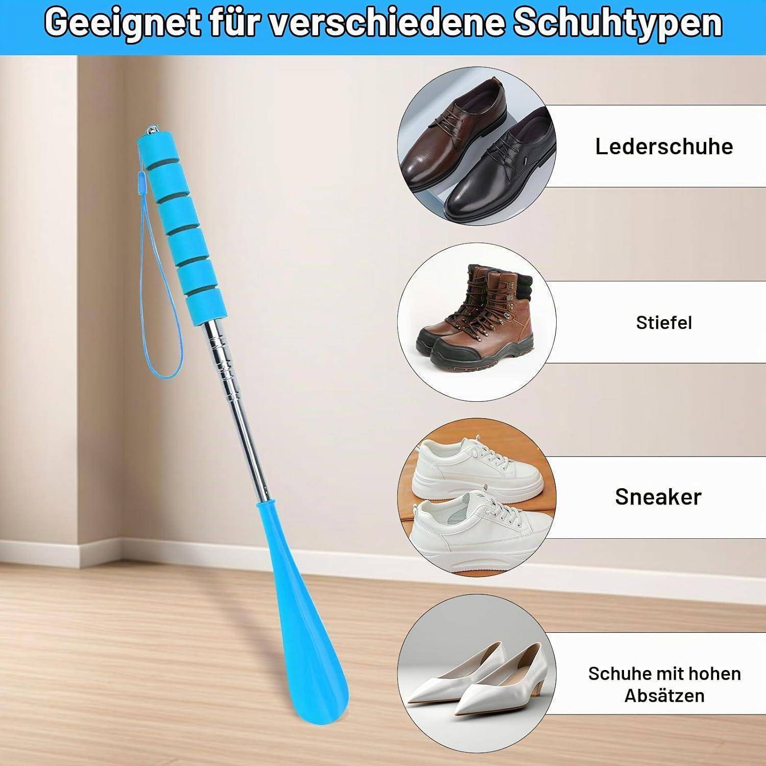 2x Teleskop Schuhlöffel ausziehbar 30-71cm Edelstahl mit Griff