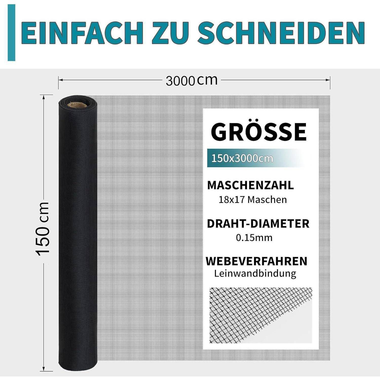 Fliegengitter Edelstahl 150x3000cm Zuschneidbar Ersatznetz