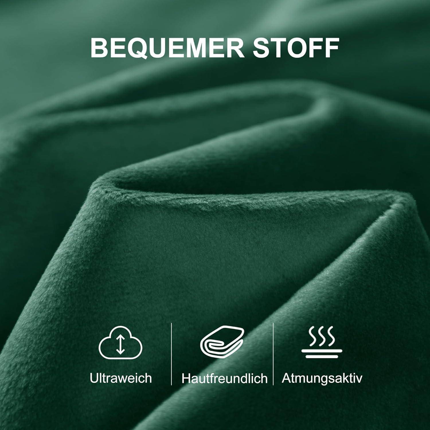 Grüner Stoff in Großaufnahme mit dem Text 