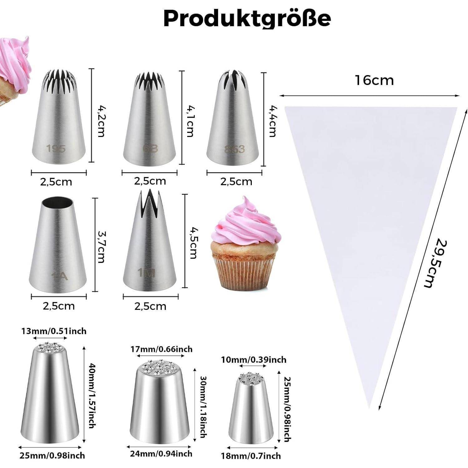 Spritzbeutel Set 29-teilig Edelstahl mit Tüllen & Reinigungsbürste