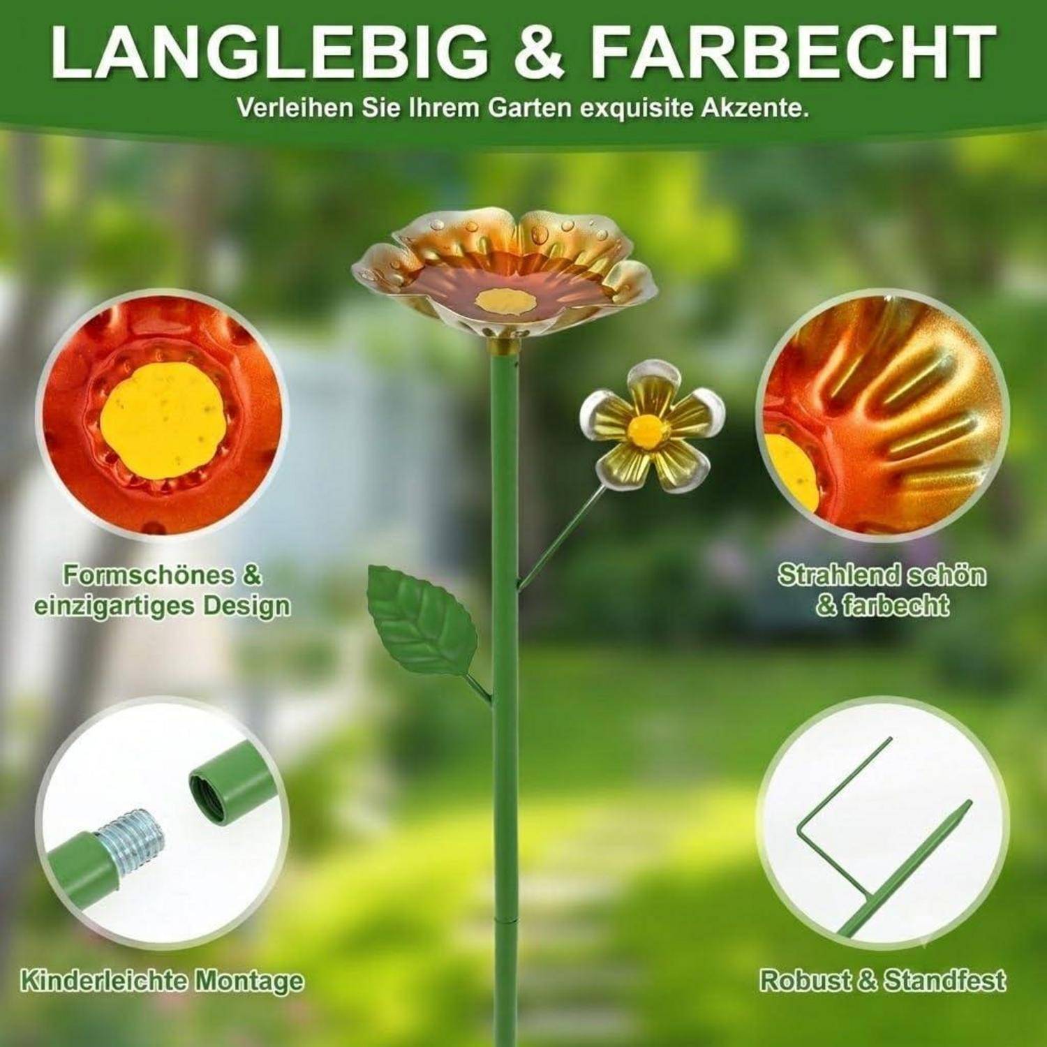 4er Set Bienentränke Metall Blüten mit Glasperlen