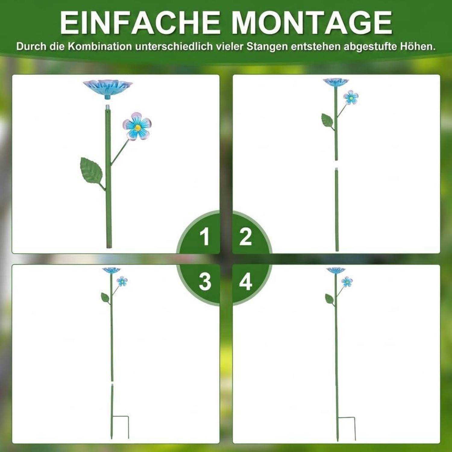 4er Set Bienentränke Metall Blüten mit Glasperlen