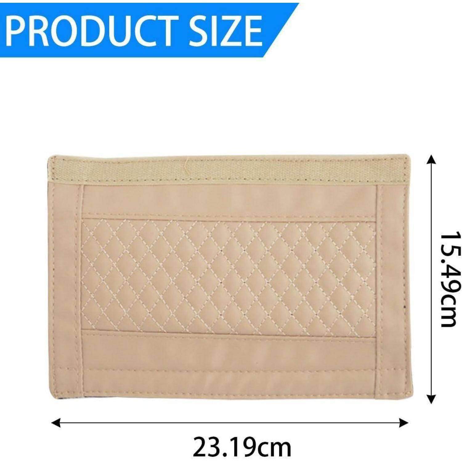 Produktgrößendiagramm mit einer beigen rechteckigen Tasche, die 23,19 cm breit und 15,49 cm hoch ist.