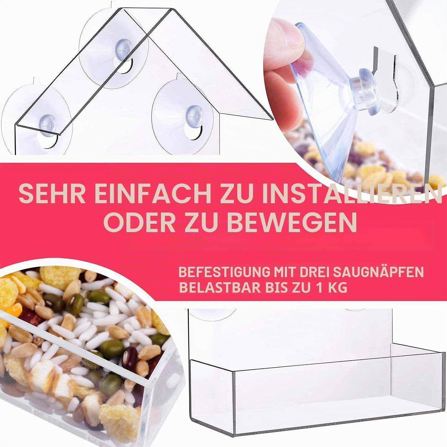 Kunststoff-Organizer mit Saugnapfen; Der deutsche Text besagt, dass er einfach zu installieren oder zu bewegen ist und mit drei Saugnapfen montiert wird, trägt bis zu 1 kg.