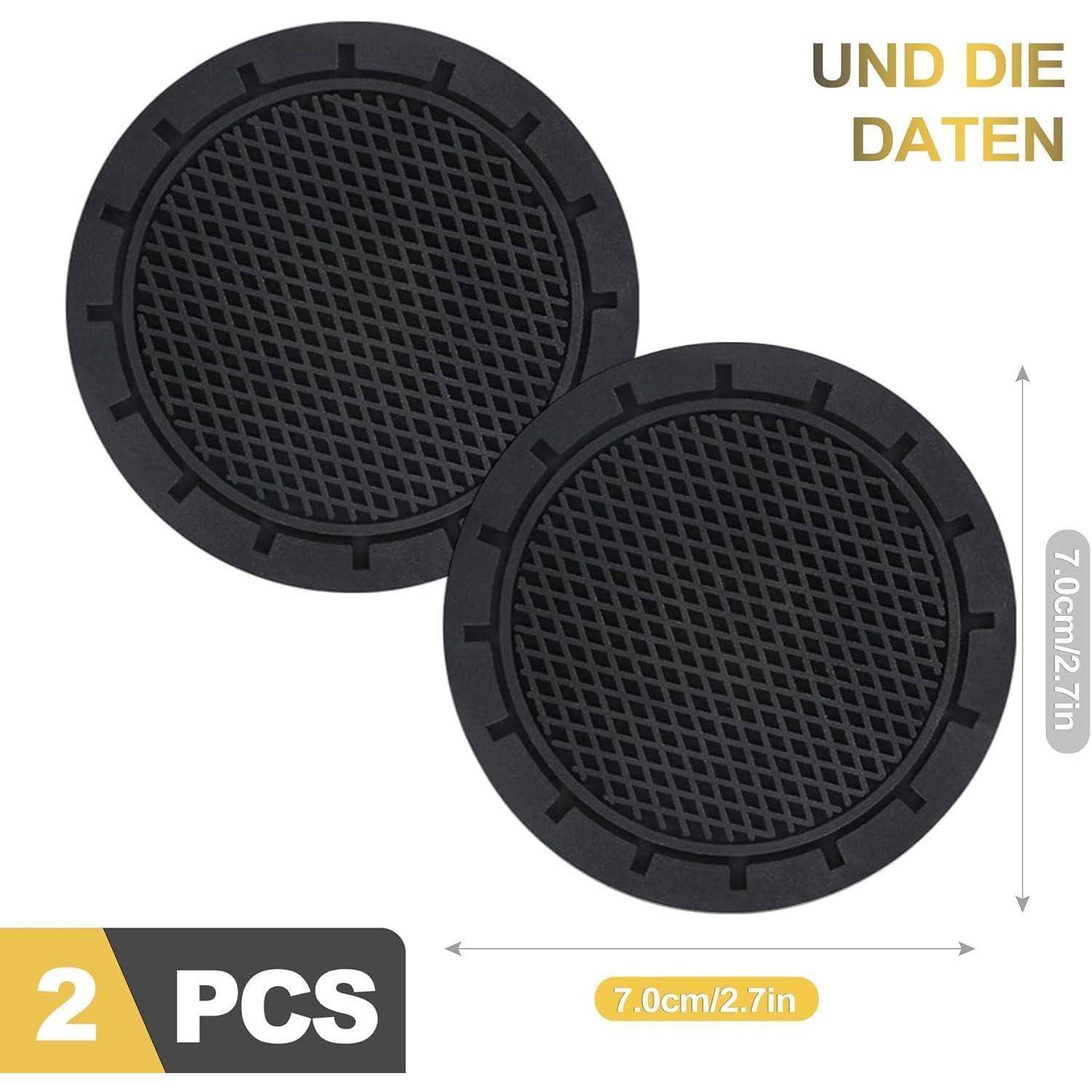 Zwei runde schwarze Lautsprechergitter aus Mesh nebeneinander angezeigt, beschriftet mit 2 Stück, jeweils 7,0 cm x 2,7 Zoll.