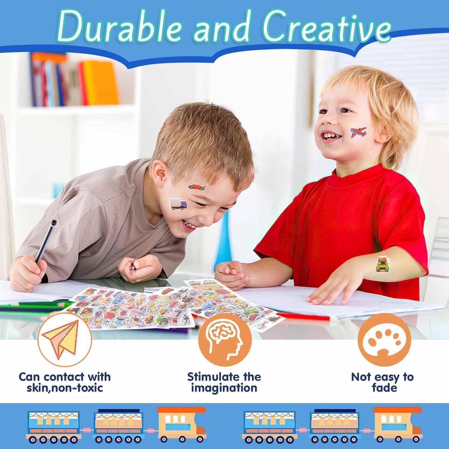 Werbebild von zwei Kindern beim Zeichnen mit dem Text „Langlebig und kreativ