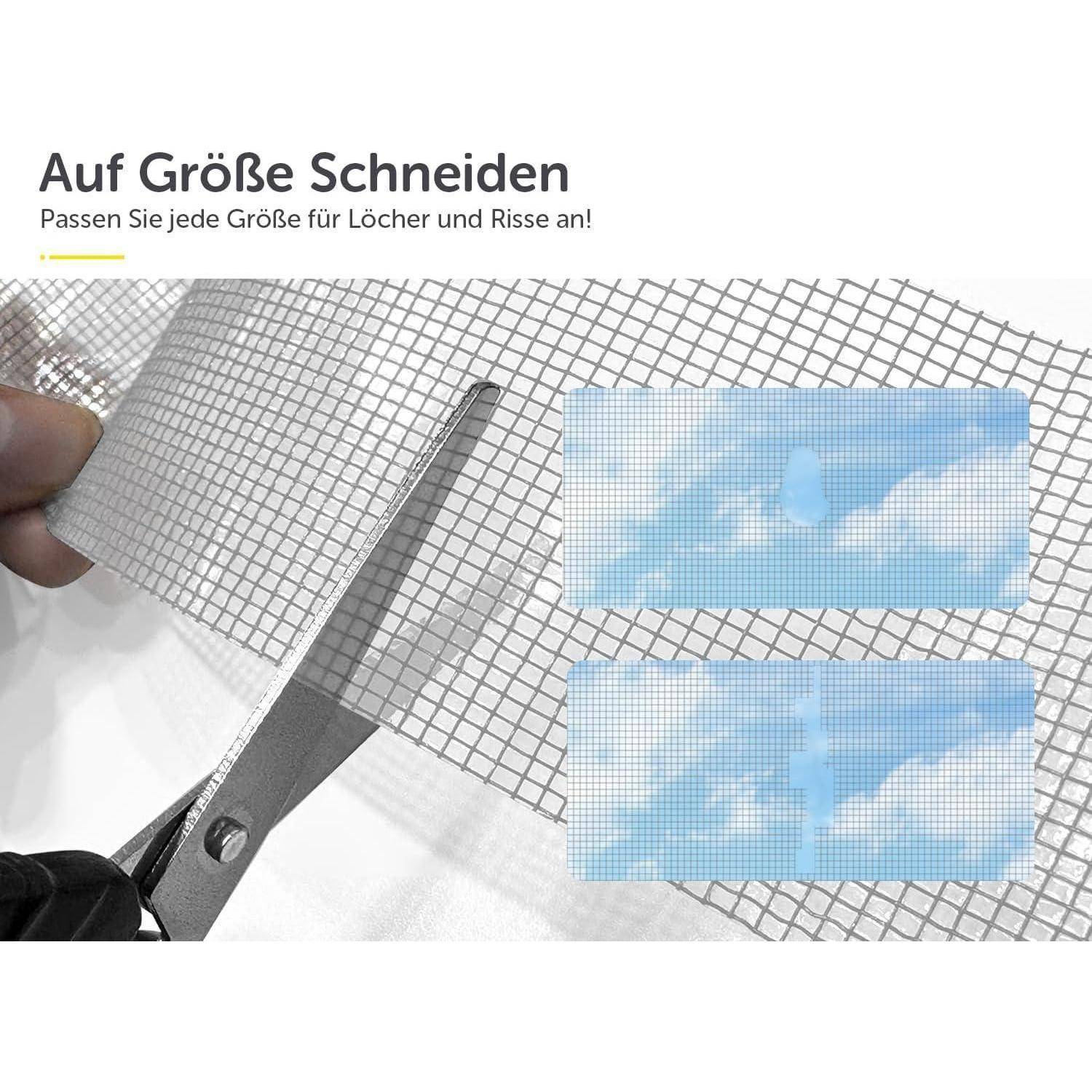 Fliegengitter Reparaturband 2m x 5cm Grau Glasfaser Selbstklebend inkl. Schere