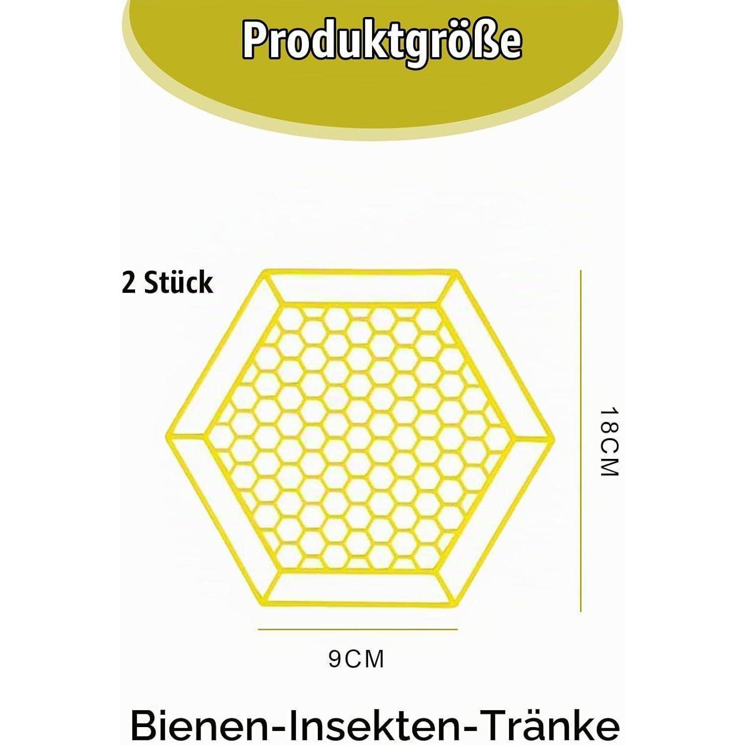 Produktgröße für 'Bienen-Insekten-Tränke': 2 Stück, sechseckiges Wabendesign, 9 cm breit und 18 cm hoch.