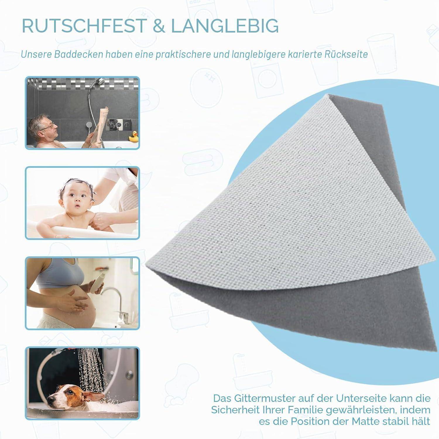 BWBIKE Luffa Eckduschmatte 60x60cm Grau rutschfest Anti-Schimmel Badematte