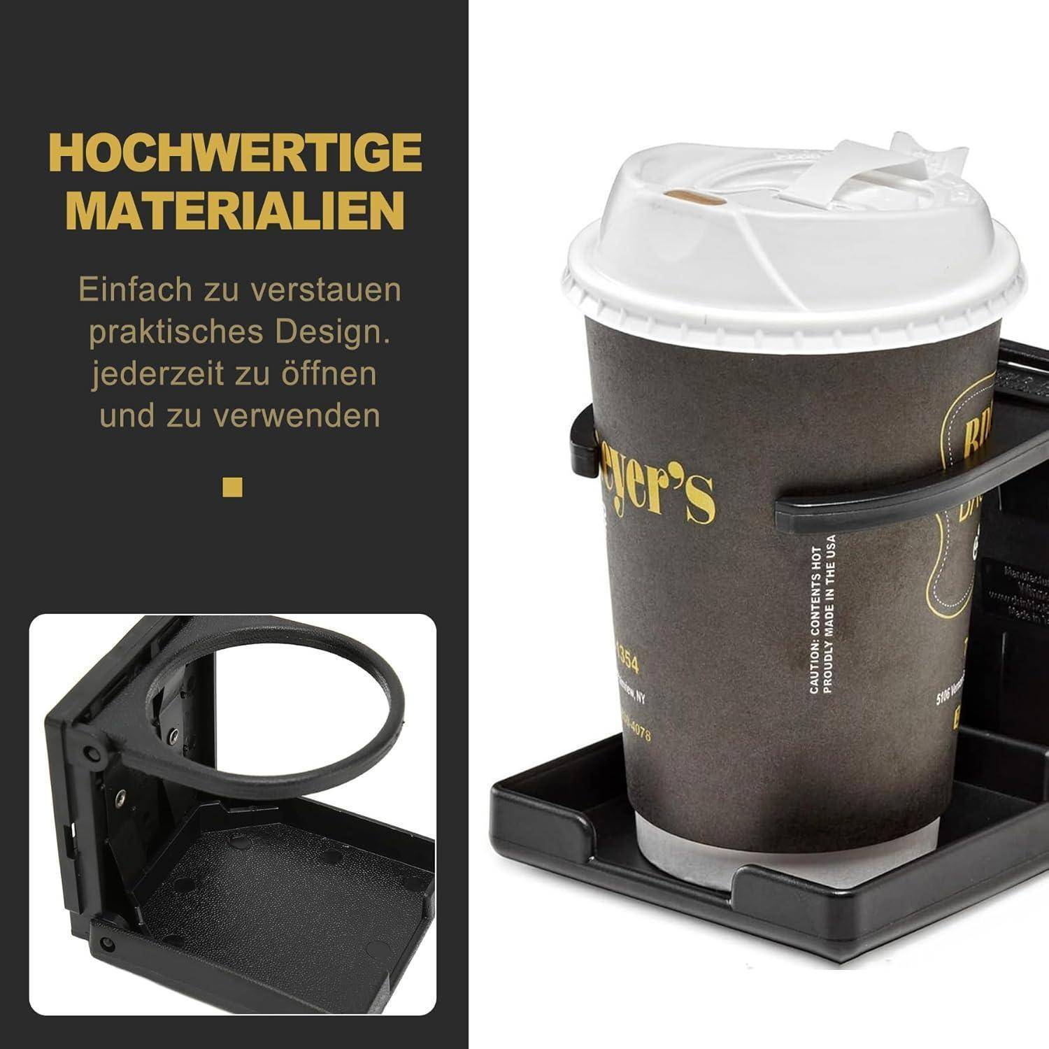 2x Klappbarer Getränkehalter 60-100mm Schwarz für Boot Auto Wohnmobil