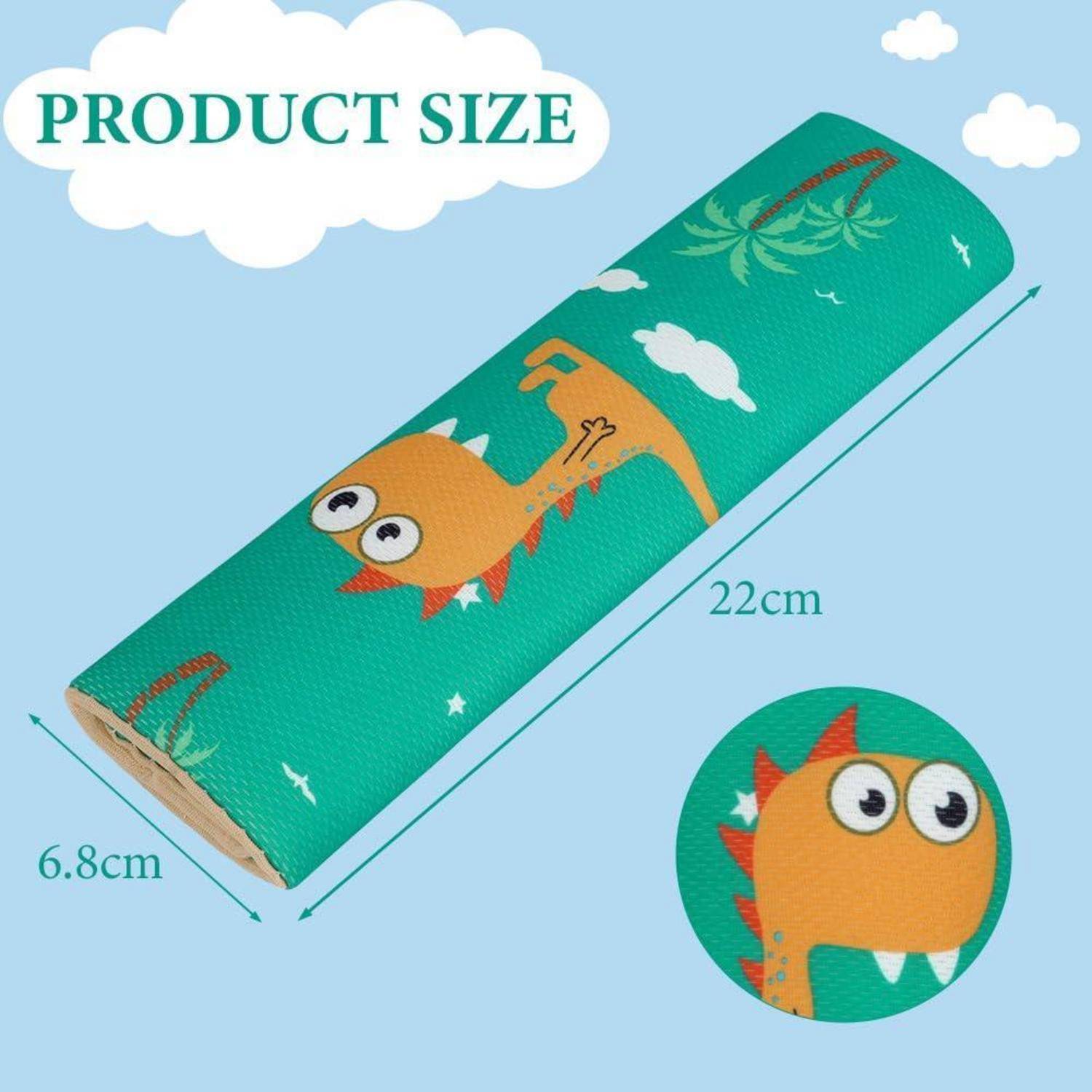 Produktgrößenbild mit einem grünen Cartoon-Dinosaurier/Monster-Rolle mit einer Länge von 22 cm und einer Breite von 6,8 cm.