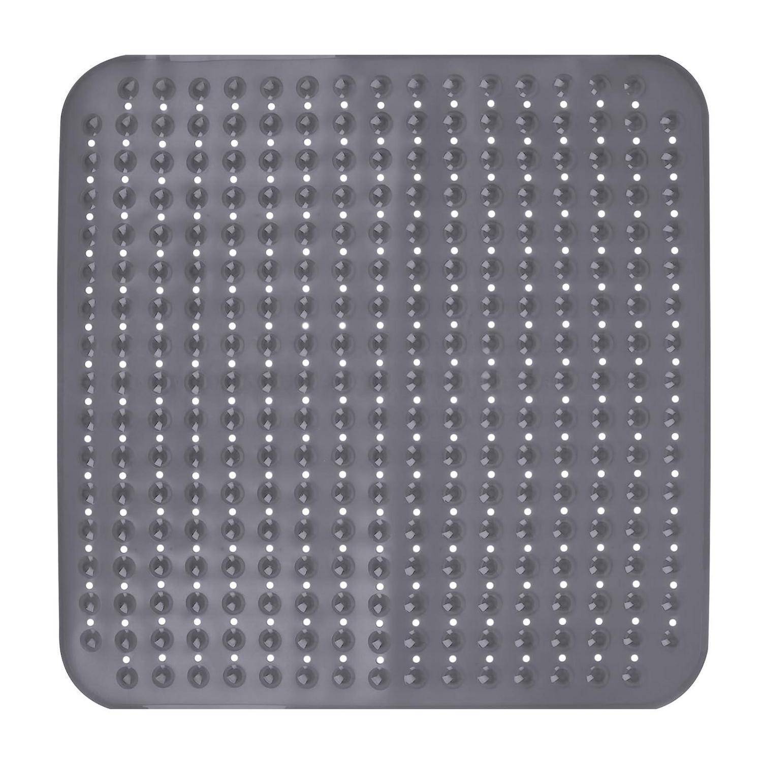 Quadratische graue Silikonmatte mit vielen gleichmäßig verteilten erhabenen Noppen oder Löchern, dargestellt vor einem einfachen Hintergrund.