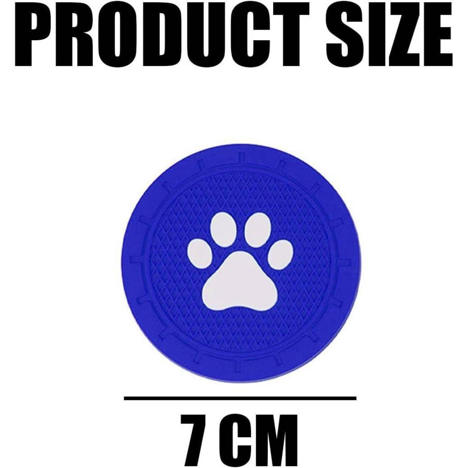 Produktgrößengrafik mit einer blauen kreisförmigen Pfotendruck-Scheibe mit der Bezeichnung „7 CM