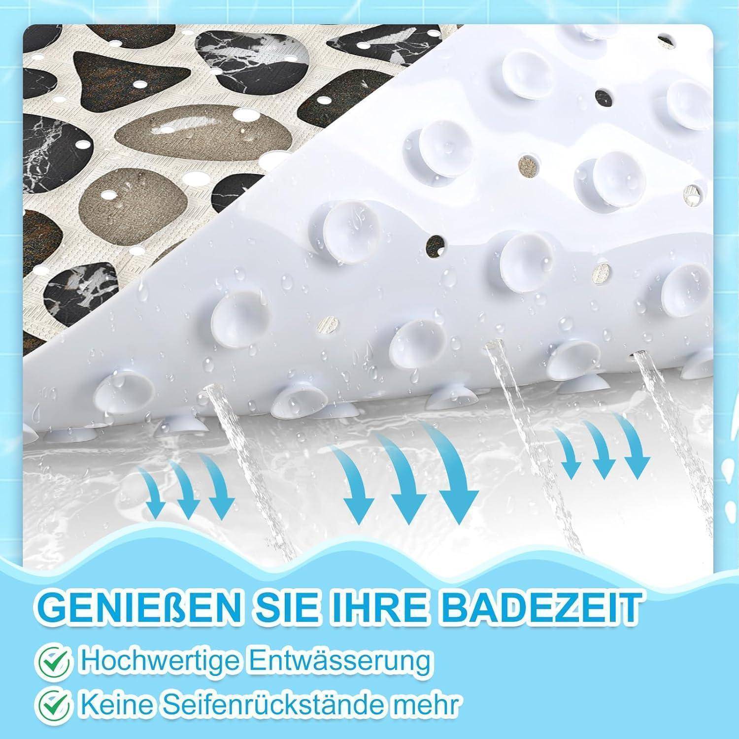 Duschmatte rutschfest 53x53cm BPA-frei schimmelresistent maschinenwaschbar Kieselsteinmuster