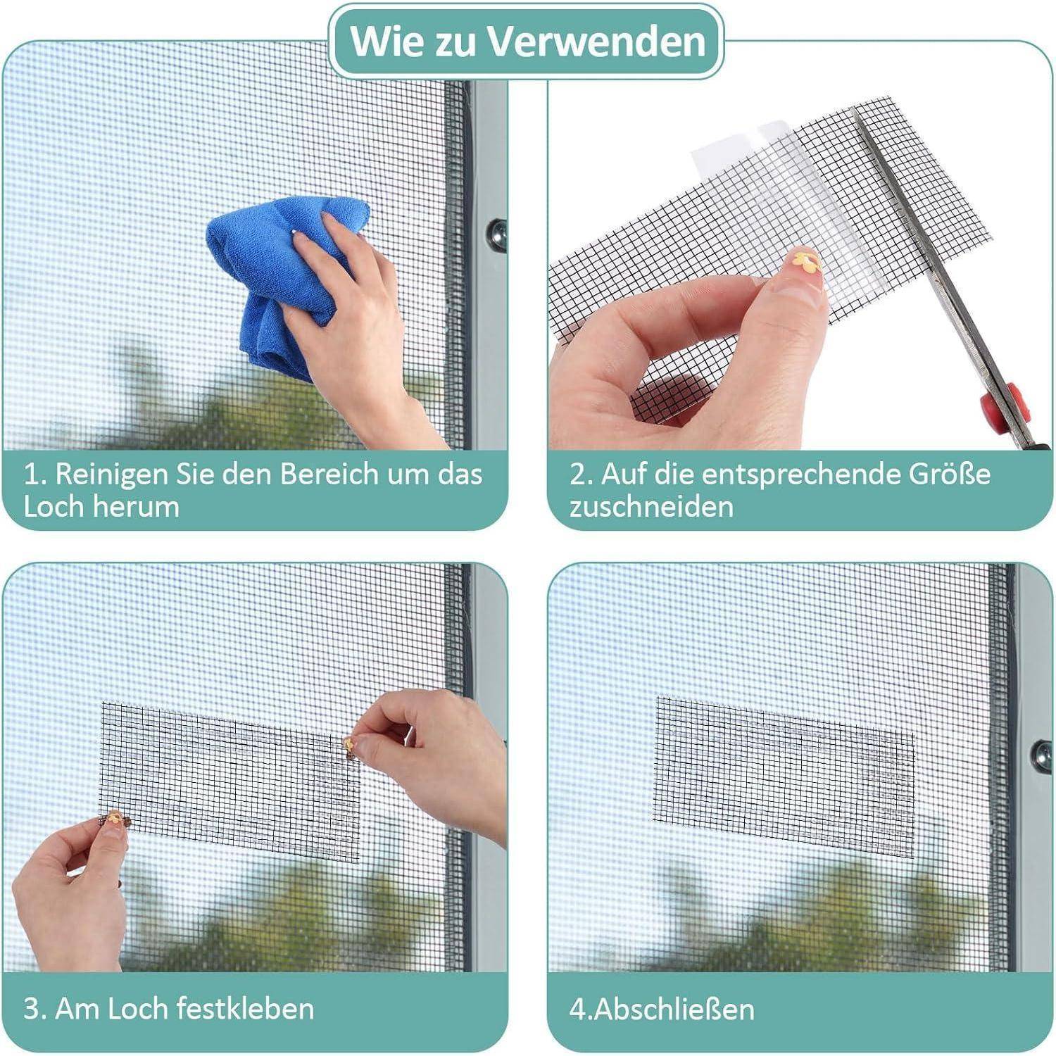 Fliegengitter Reparaturband 5cm x 500cm Schwarz Selbstklebend