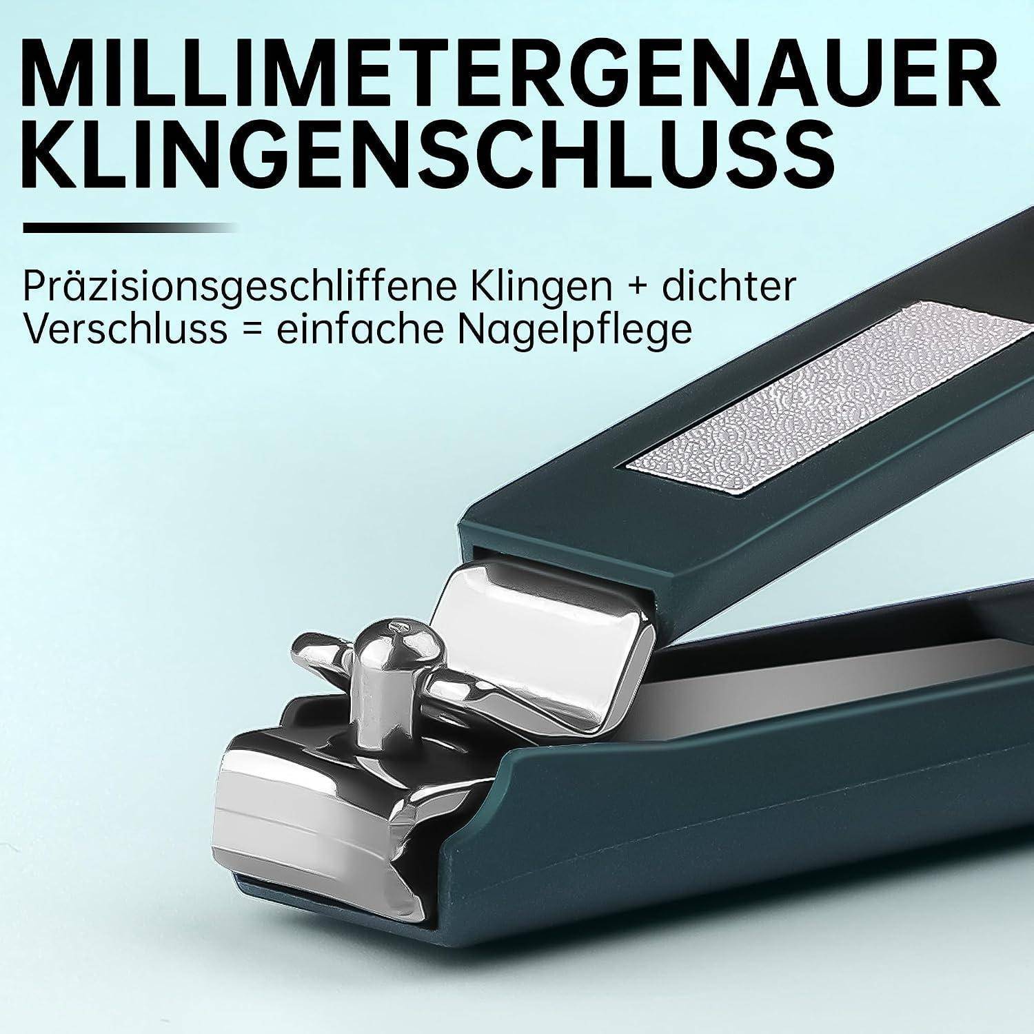 Maniküre Set 6-teilig Grün mit Spiegel und Etui