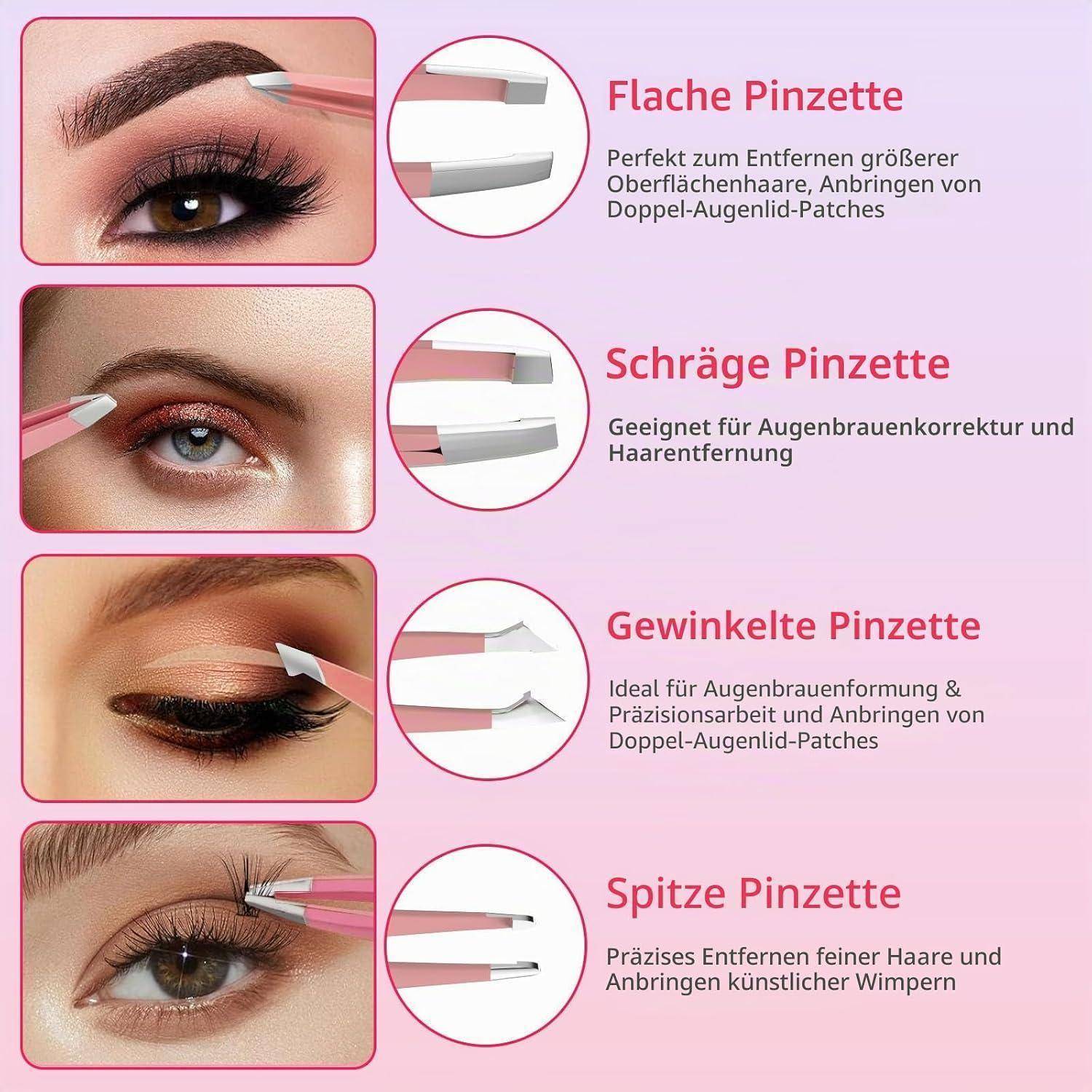 Maniküre-Set 10-in-1 Edelstahl mit Reiseetui Rosa