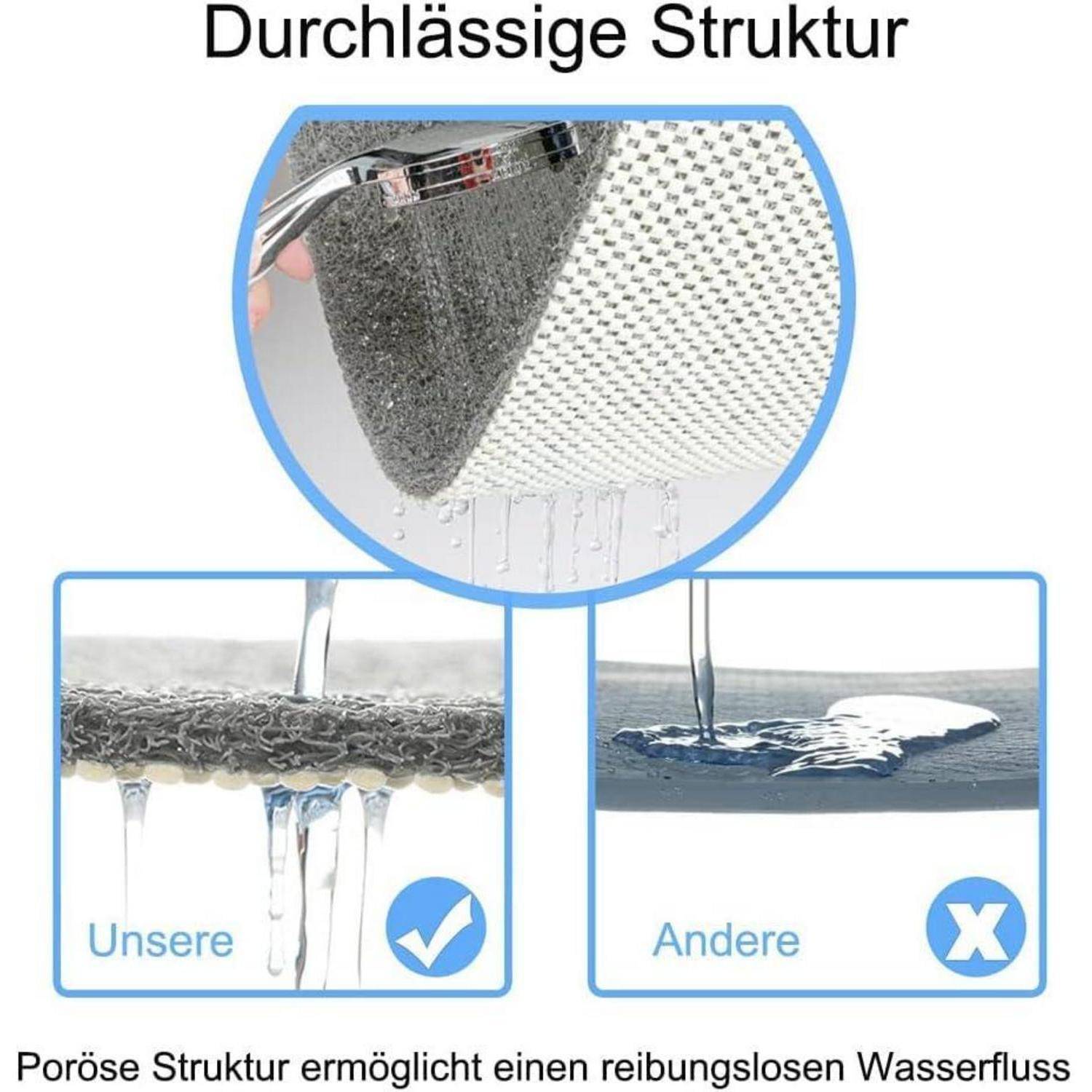 Duschmatte rutschfest 60x40cm grau schnelltrocknend saugfähig