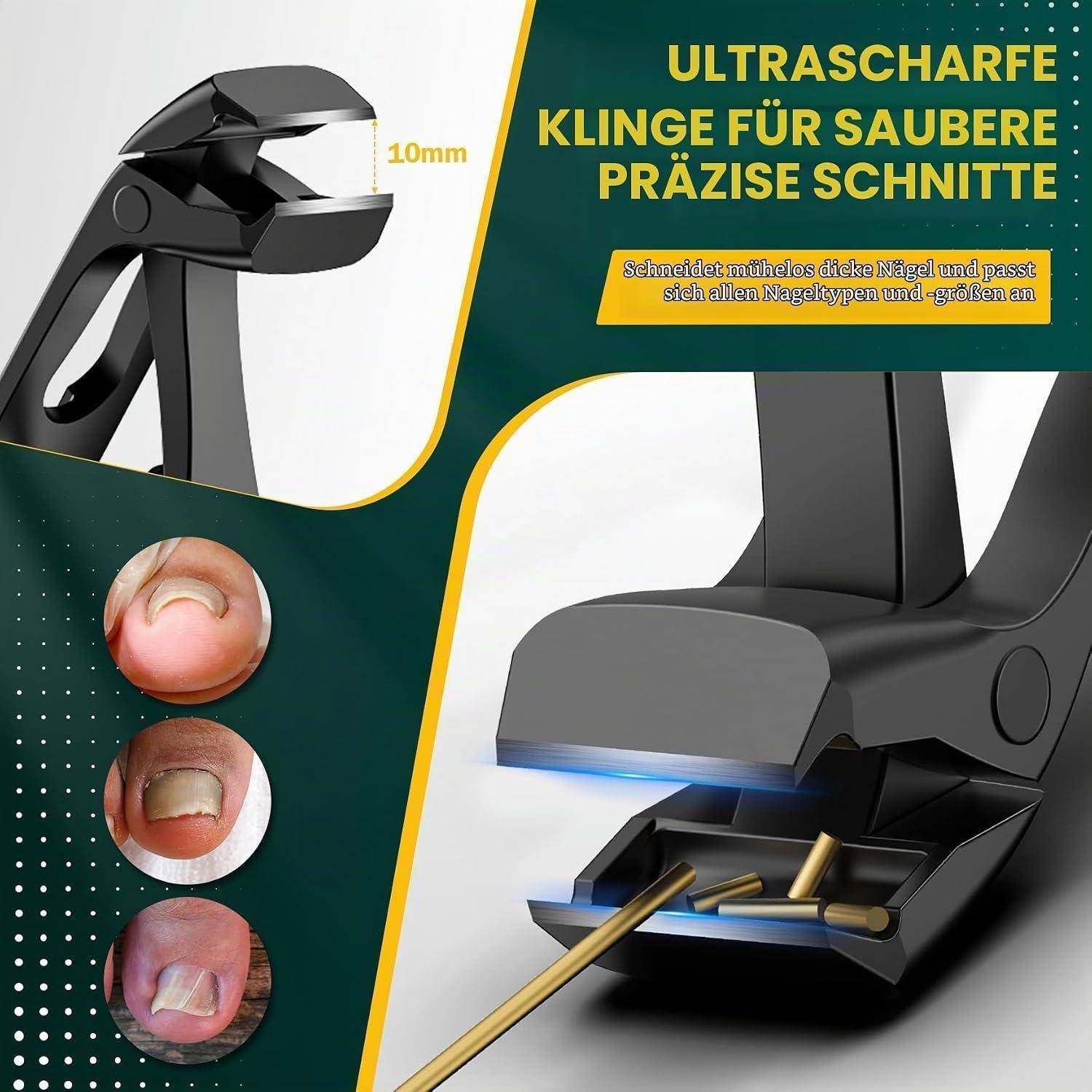 FVION Nagelknipser für Senioren mit Auffangbehälter, Edelstahl, Schwarz
