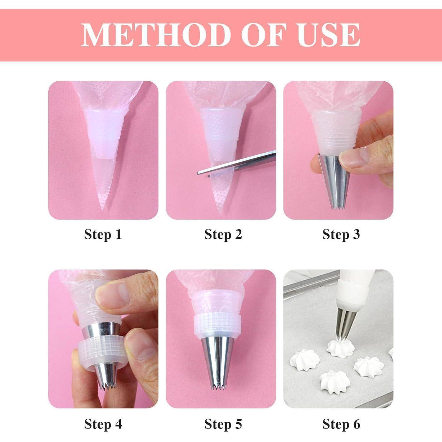 100x Spritzbeutel Set mit 6 Tüllen und Kupplung