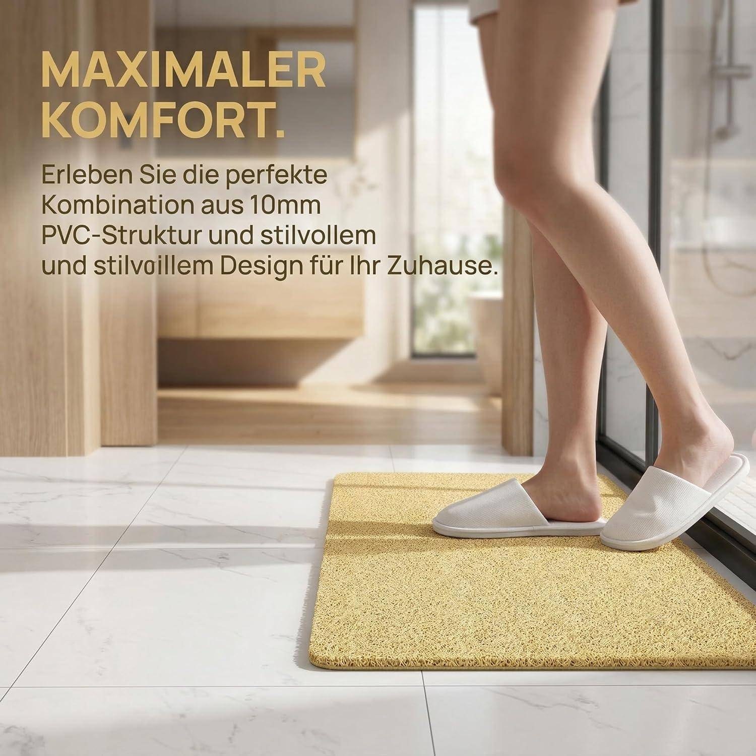 Duschmatte rutschfest 60x40cm PVC Luffa mit Ablauf Beige