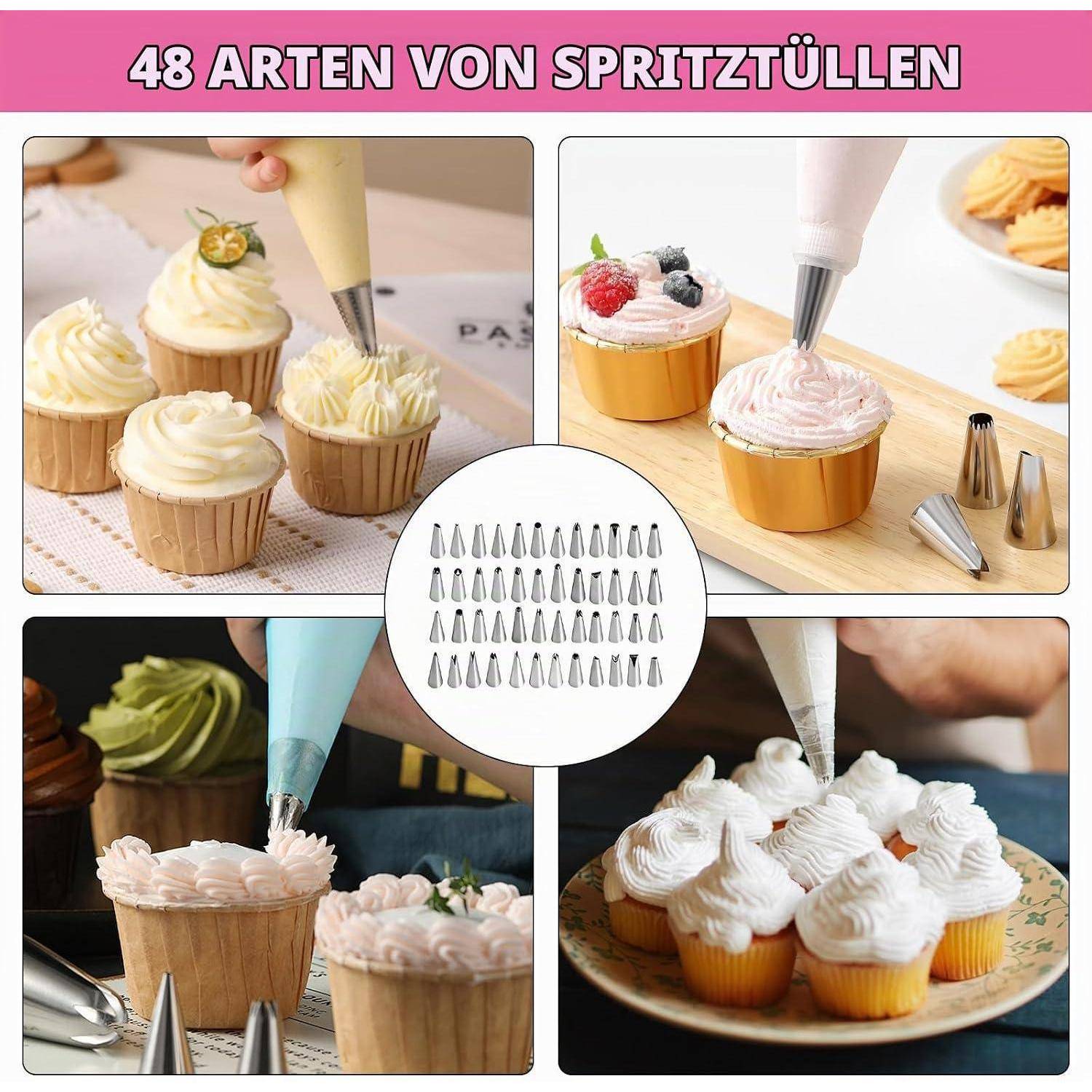 Spritzbeutel Set 80-teilig mit 48 Spritztüllen Edelstahl