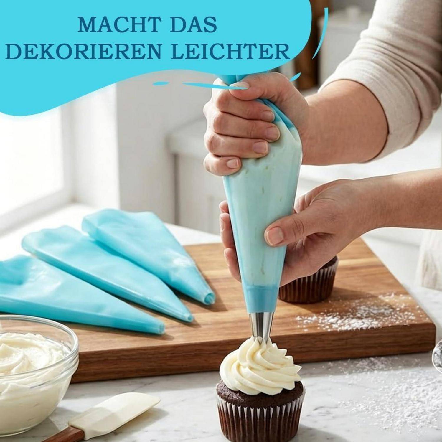 3 Stück Spritzbeutel Silikon 30cm wiederverwendbar