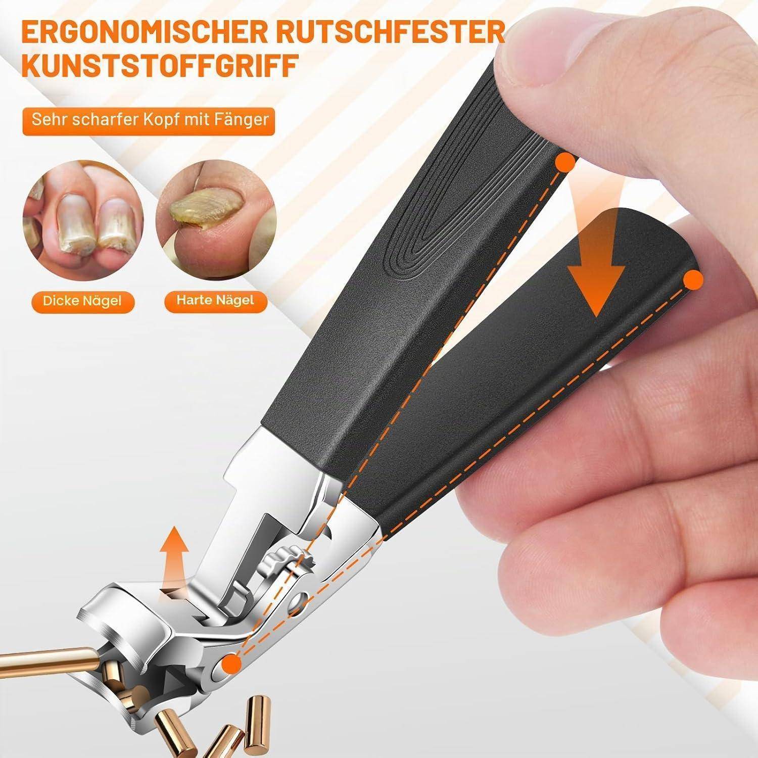 Nagelknipser-Set 5-teilig mit breiter Öffnung und langem Griff