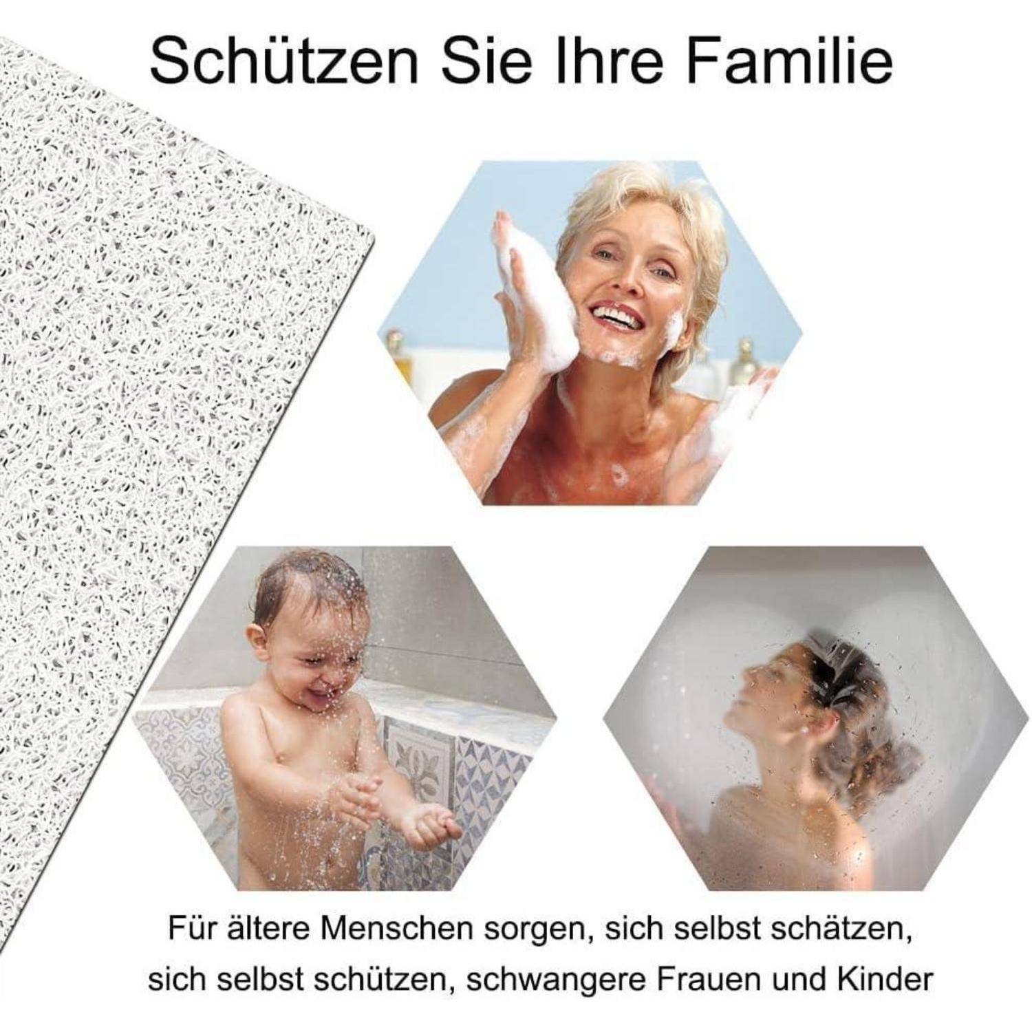 Duschmatte rutschfest 60x60cm schnell trocknend weiß