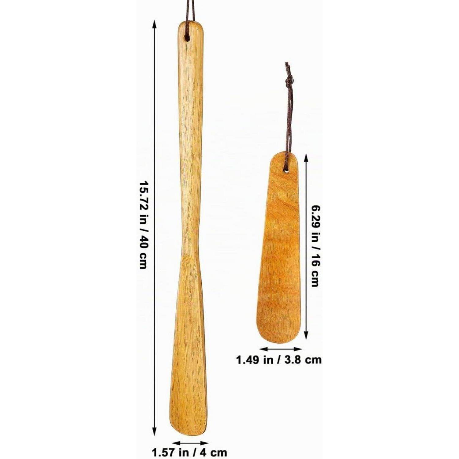 Holz Schuhlöffel 2 Stück mit langem und kurzem Griff
