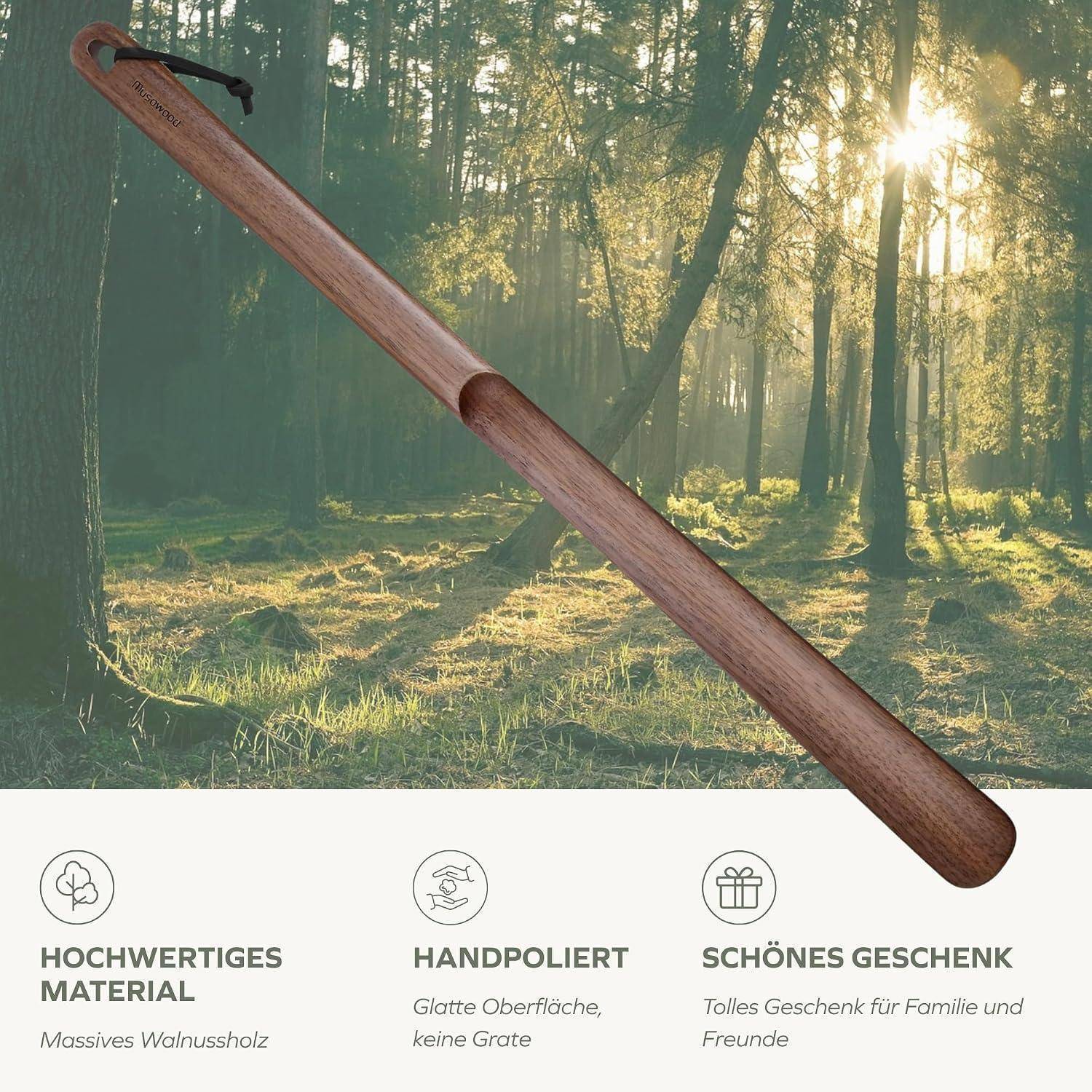 Schuhlöffel lang 60cm Walnussholz ergonomisch