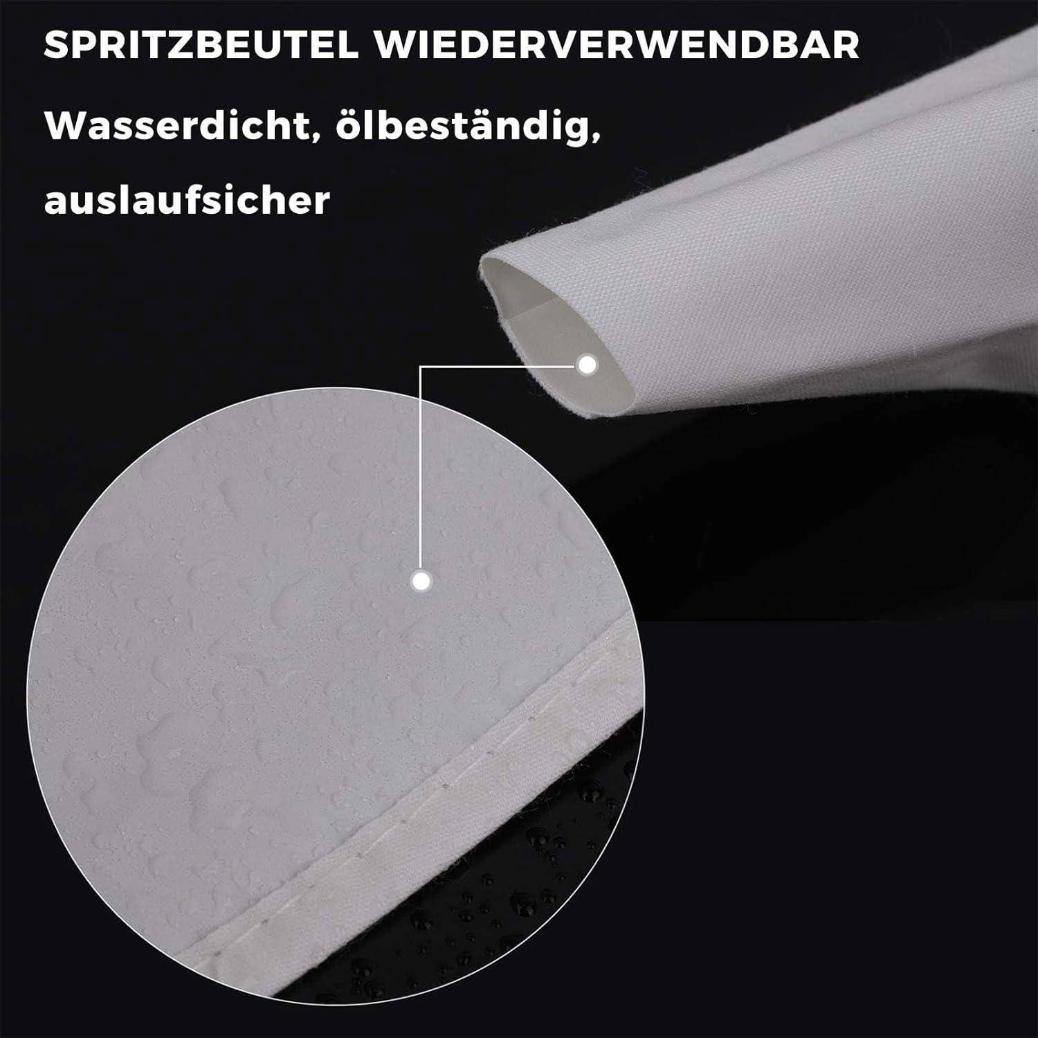 Spritzbeutel Set 6-teilig mit Edelstahl Tüllen Groß Silber