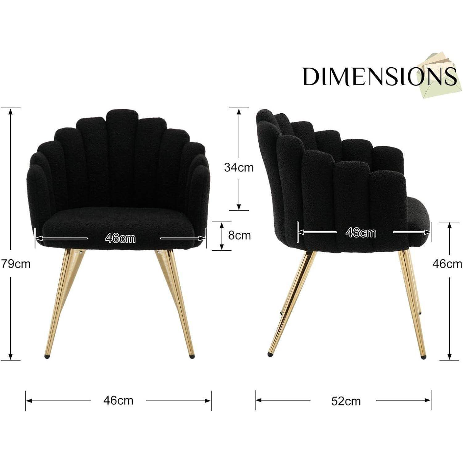 chairus Kunstfell Armlehnensessel Schwarz mit Metallbeinen