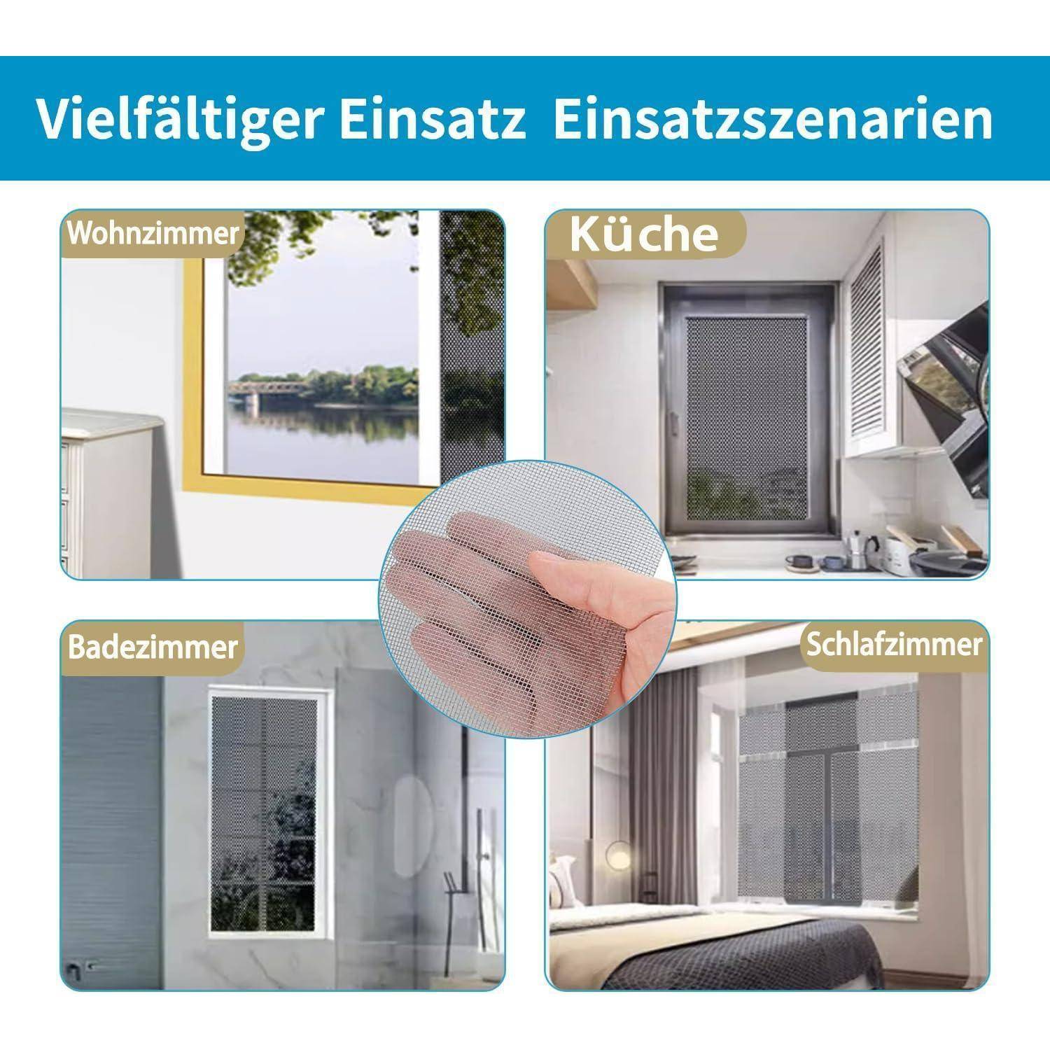 Fliegengitter-Rollware extra stark 120x250cm schwarz Fiberglas zuschneidbar