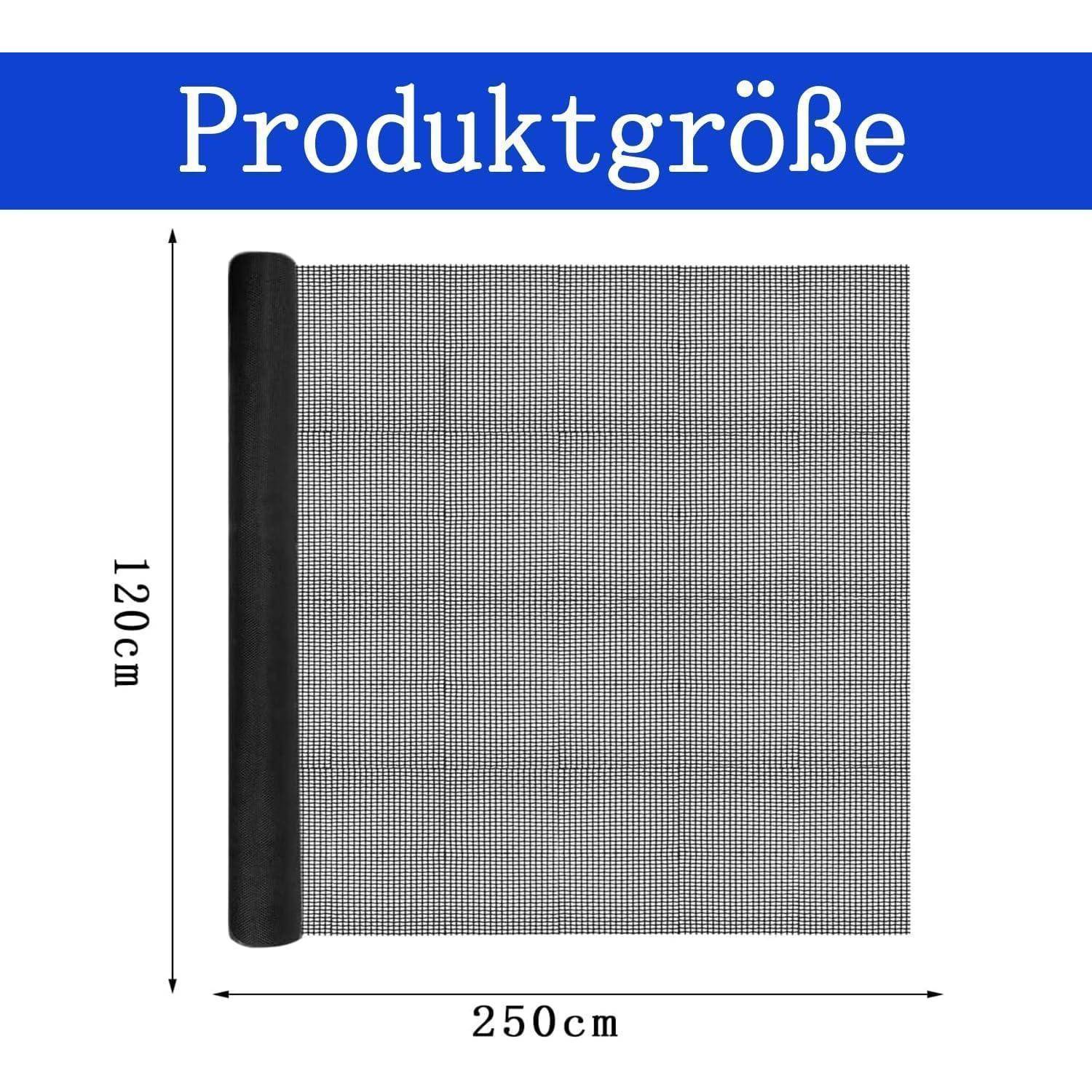 Fliegengitter-Rollware extra stark 120x250cm schwarz Fiberglas zuschneidbar