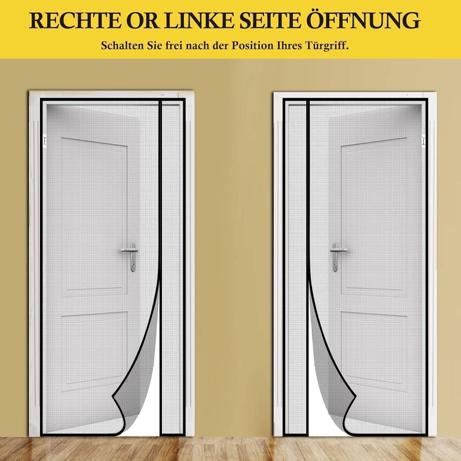 fowong Fliegengitter Balkontür 90x210cm Magnet, reißfest, seitliche Öffnung