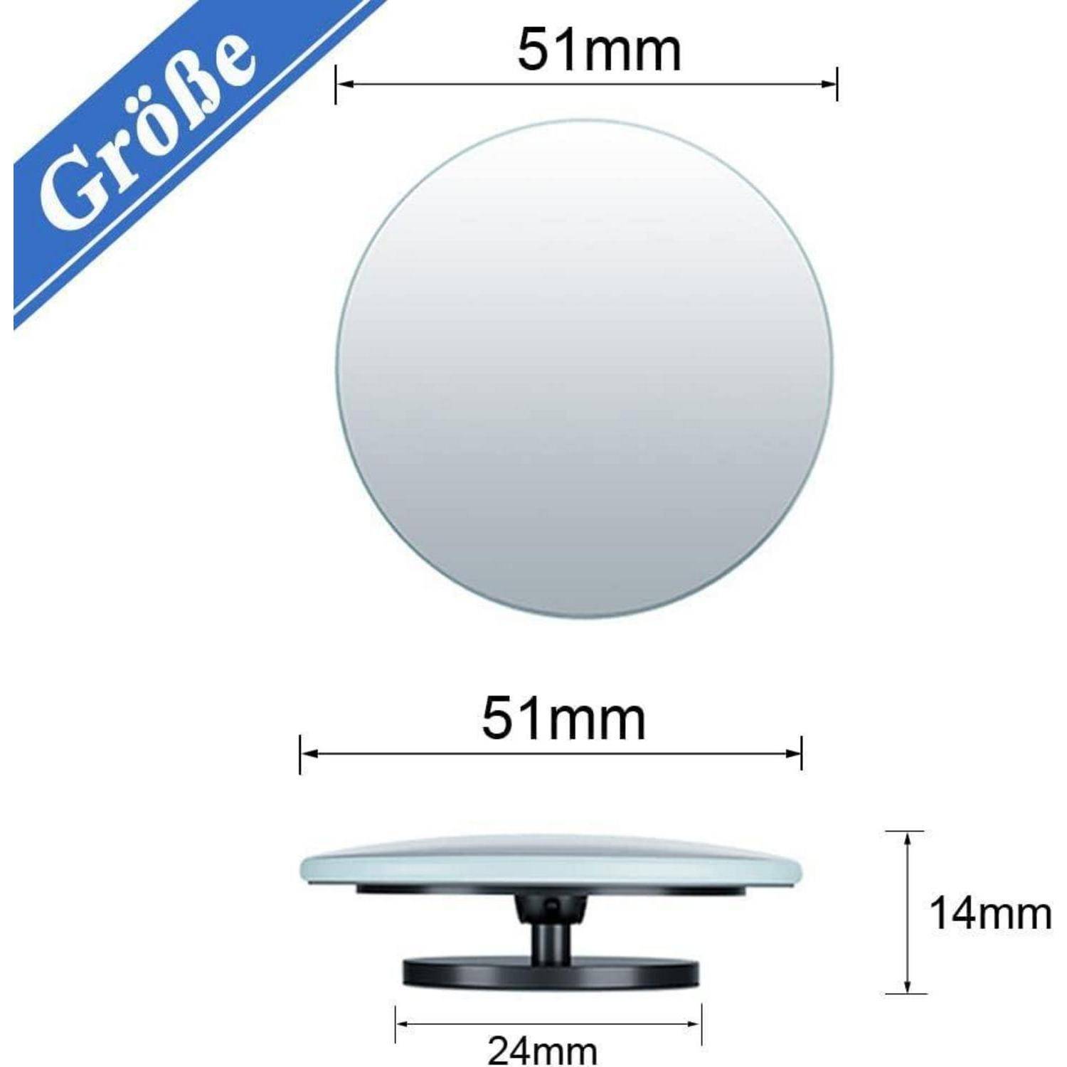 2er-Pack Toter-Winkel-Spiegel 51mm 360° drehbar HD-Glas