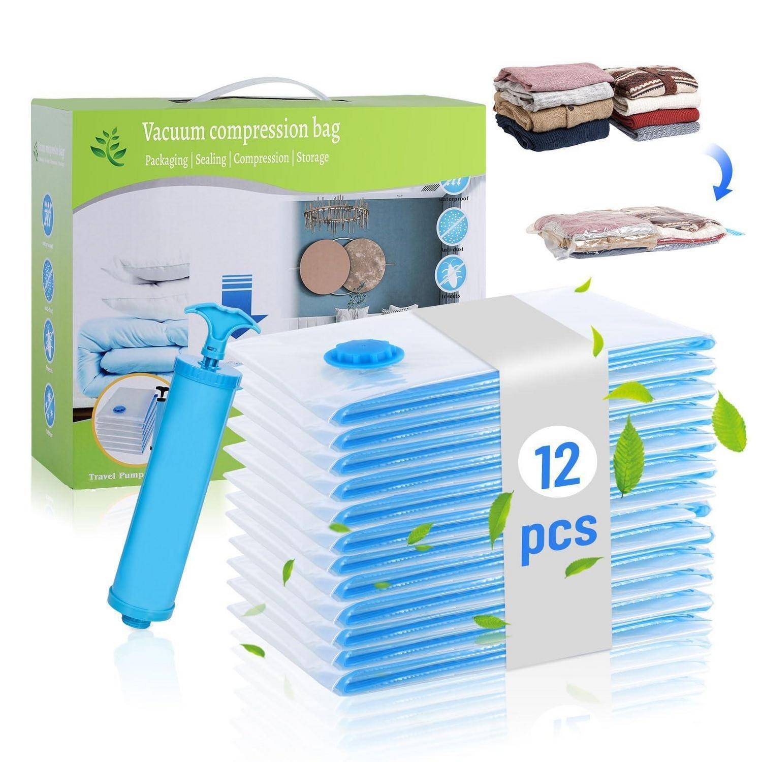 Vakuumbeutel 12er Set 60x40cm mit Handpumpe