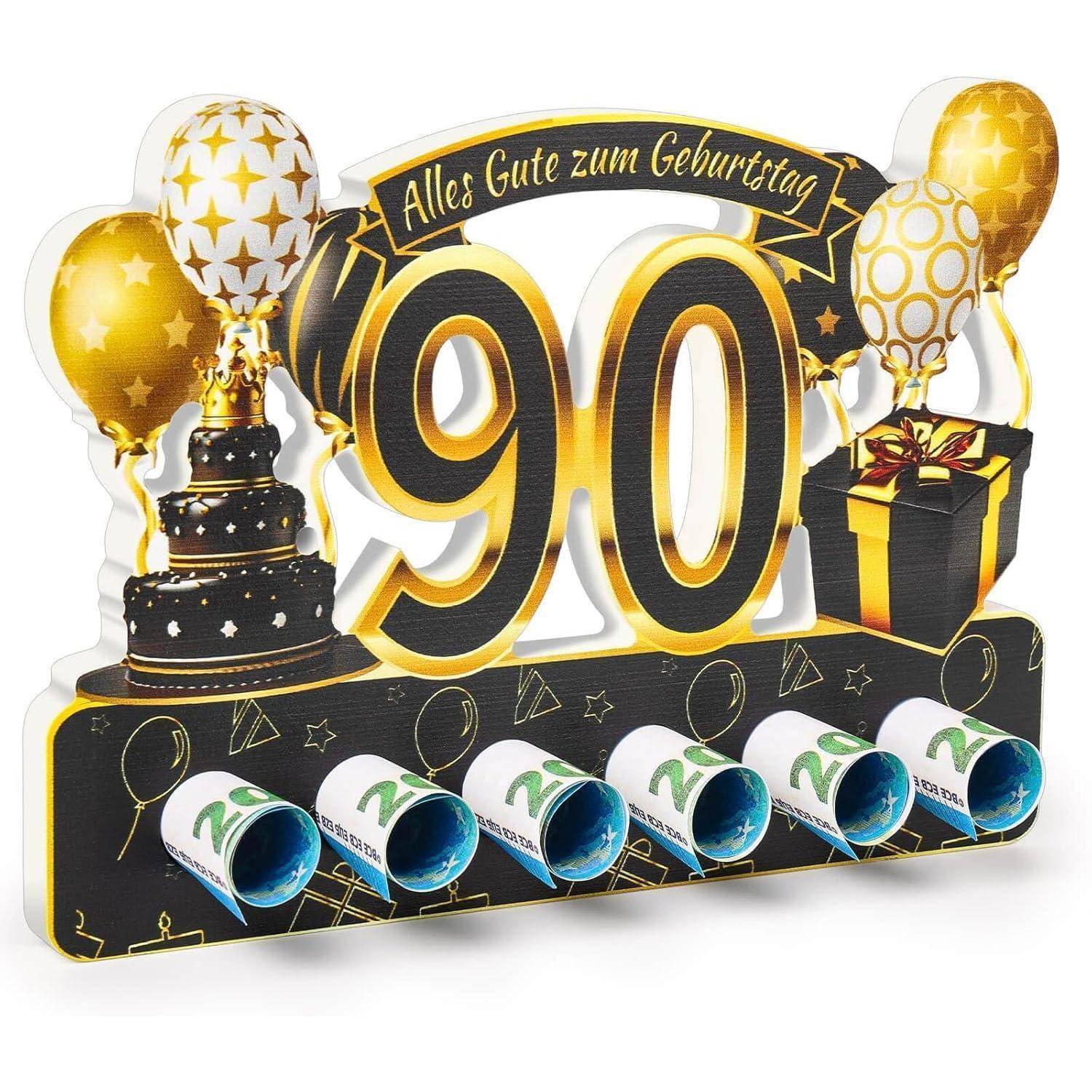 Geschenk 90 Geburtstag Holz Doppelseitig Druck Frau Mann Farbe 90