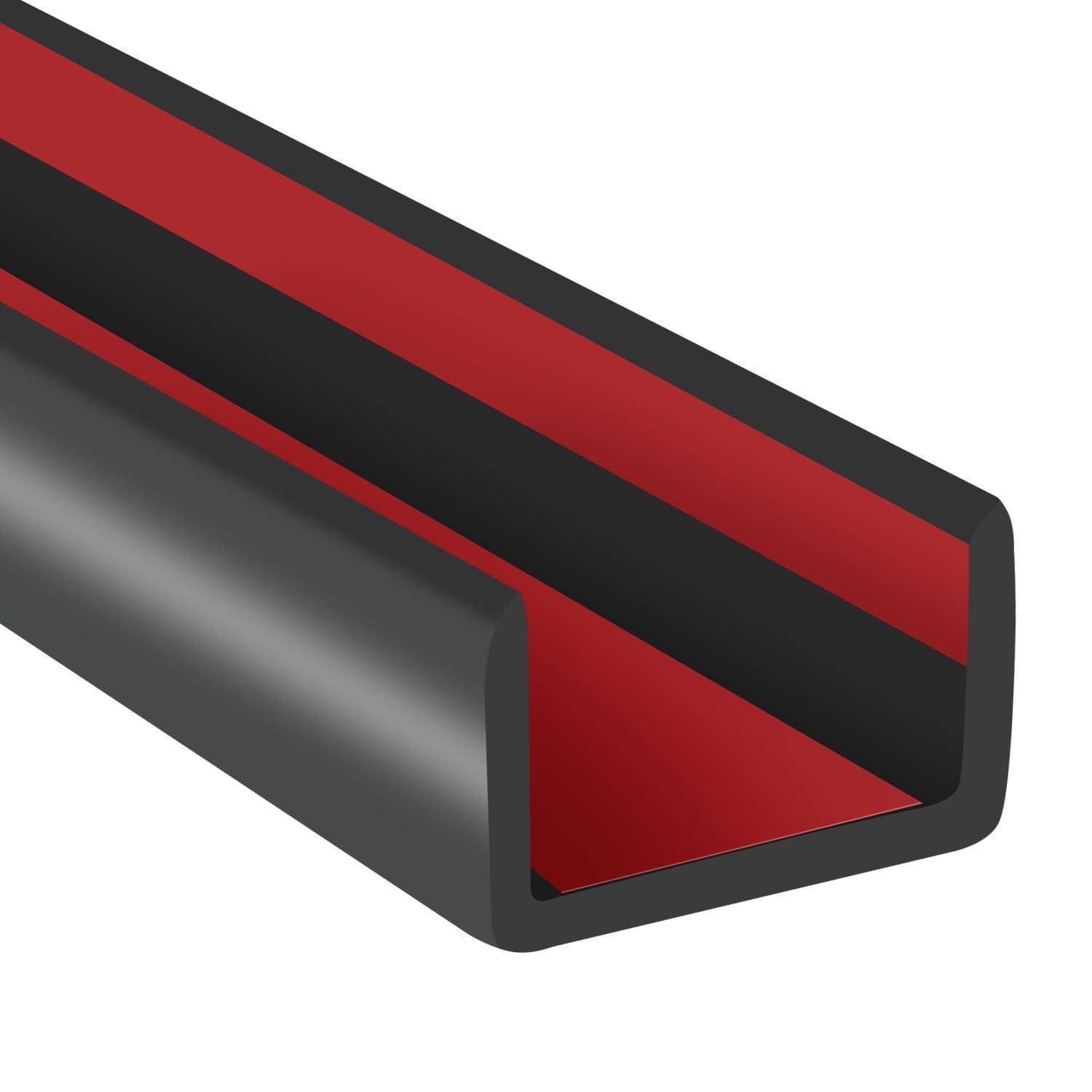 Gummi-Kantenverkleidung U-Form selbstklebend 38mm Schwarz 6m