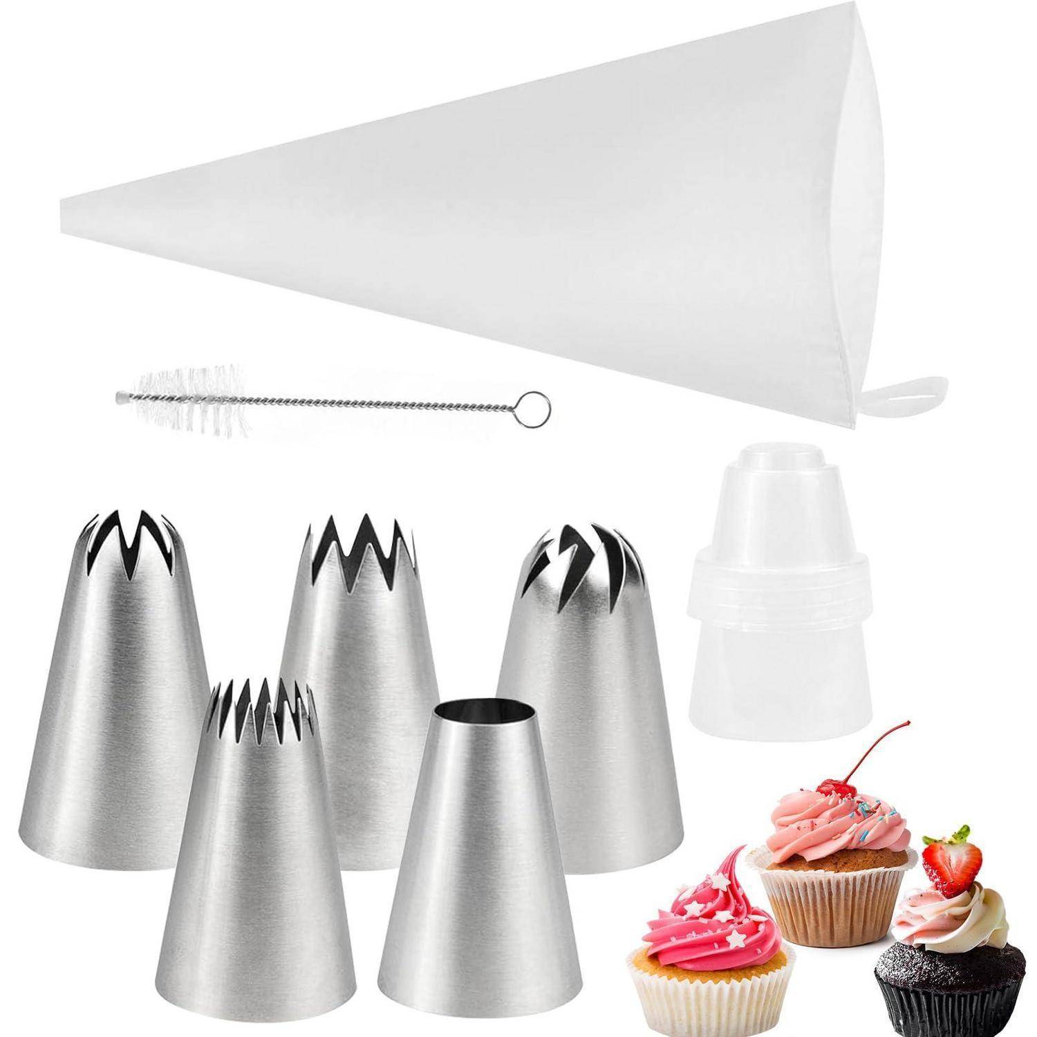 Spritzbeutel Set Edelstahl mit 5 Tüllen und Adapter