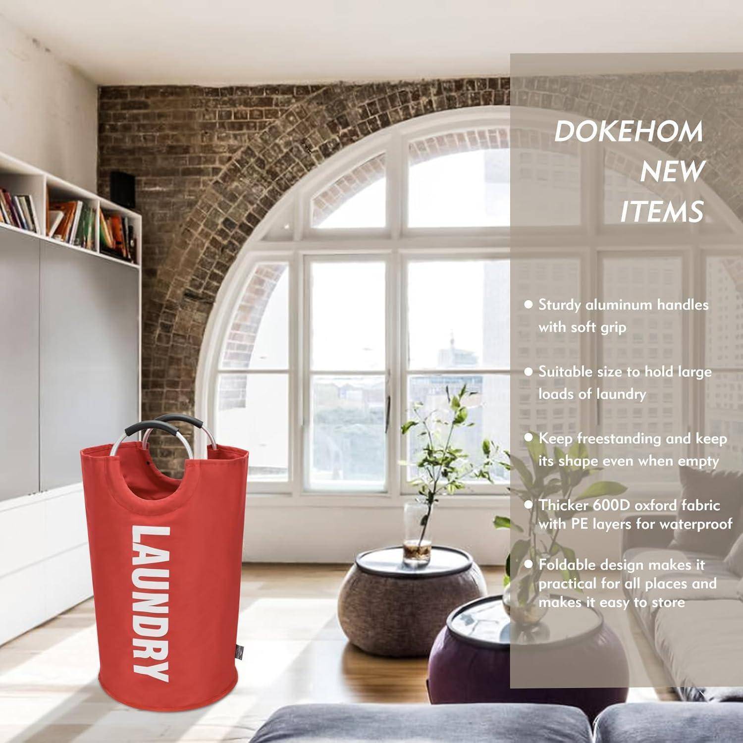 Großer Faltbarer Wäschekorb 90L Rot Stand Up Design 600D Oxford Stoff