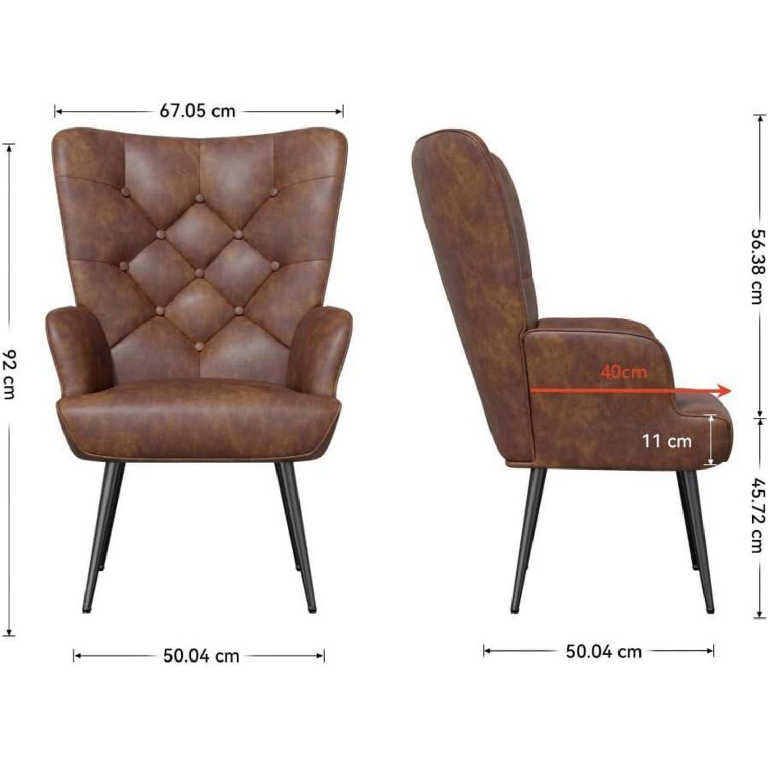 Loungesessel modern mit Metallfüßen, bis 150 kg belastbar, braun