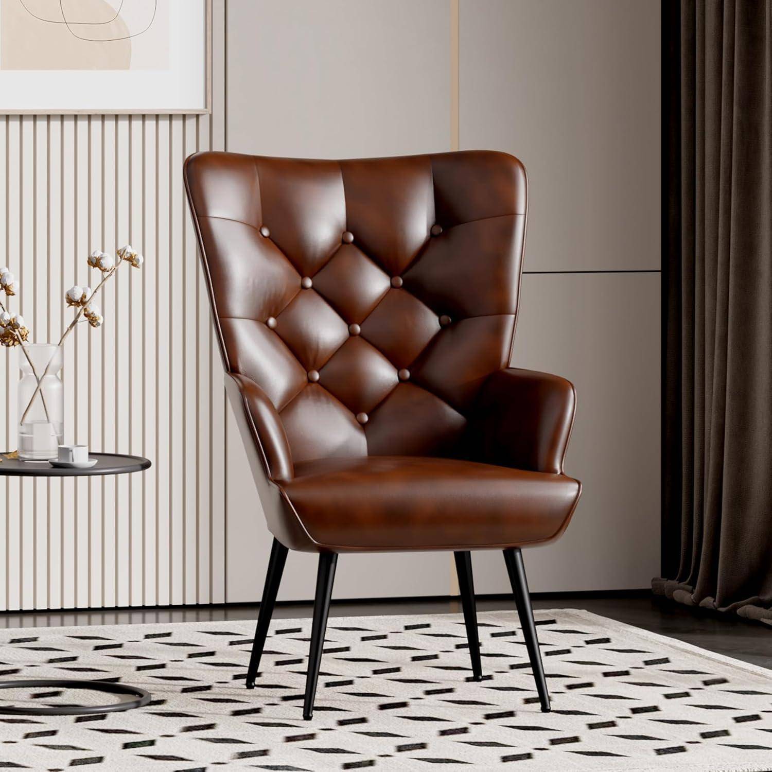 Loungesessel modern mit Metallfüßen, bis 150 kg belastbar, braun