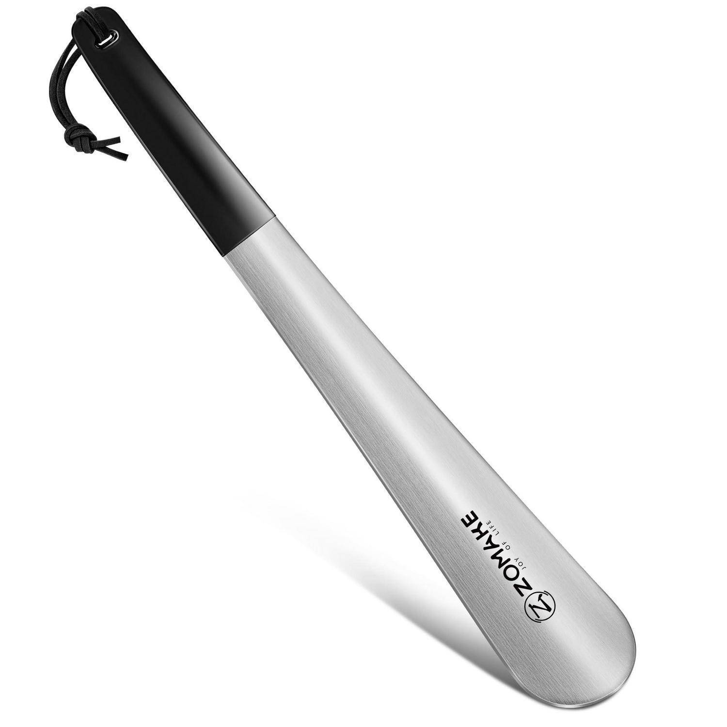 ZOMAKE Schuhlöffel lang 30 cm Edelstahl, stabiler Schuhlöffel mit Aufhängeschlaufe